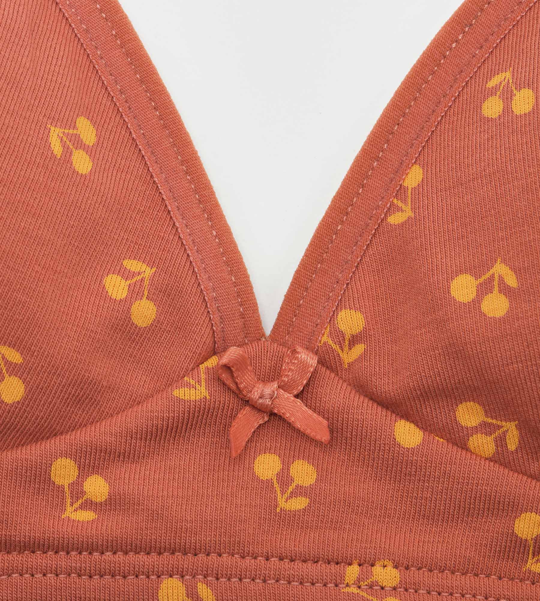 DIM Sujetador triangular de niña con estampado de cerezas Amarillo Les Pockets