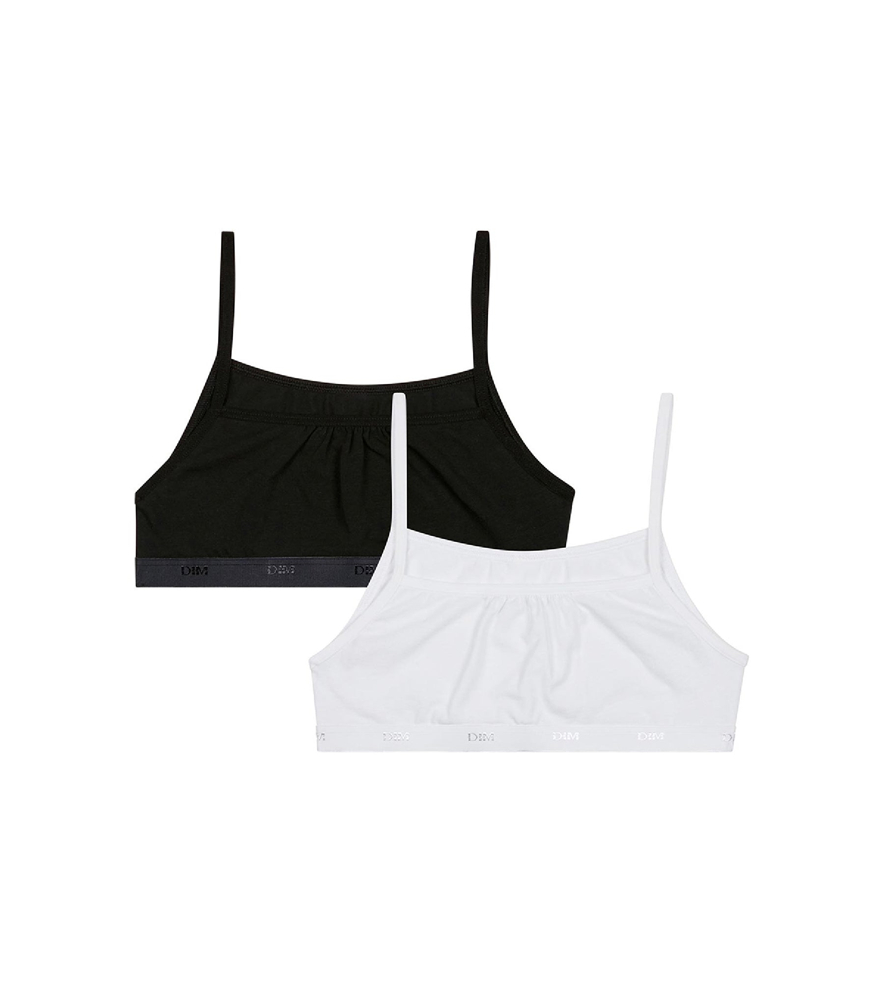 DIM Pack de 2 sujetadores de niña en algodón elástico Negro Blanco Les Pockets Ecodim