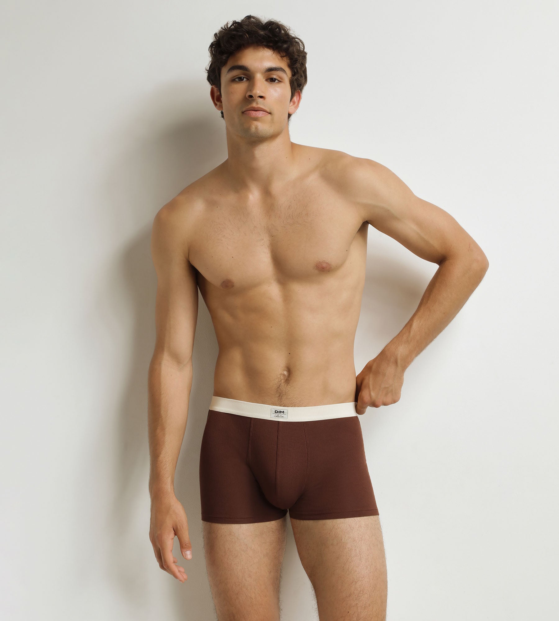 DIM Calzoncillos acanalados para hombre Chocolate Dim Elegant