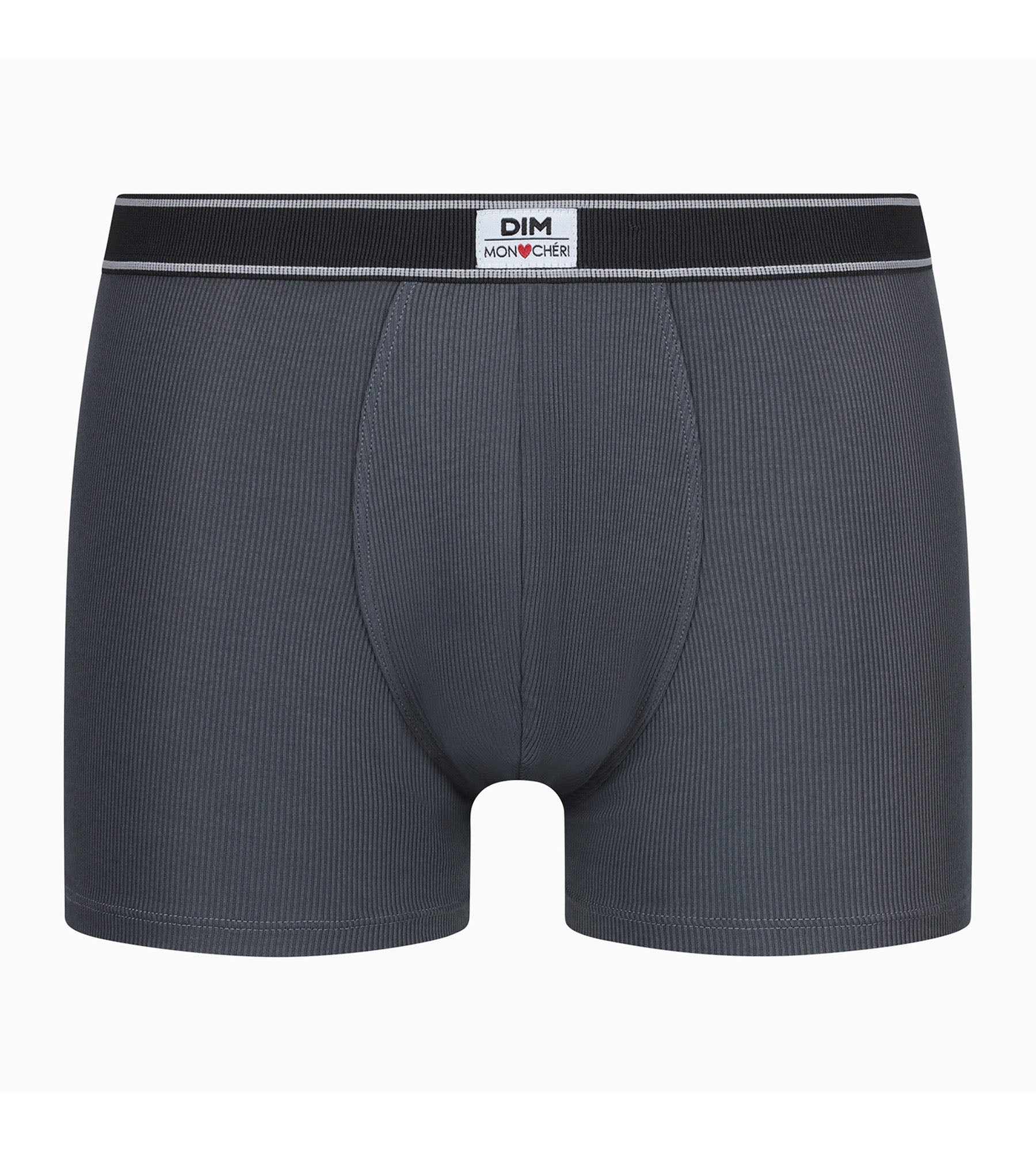 DIM Calzoncillos de algodón modal acanalado para hombre Gris granito con cintura negra Dim Elegant