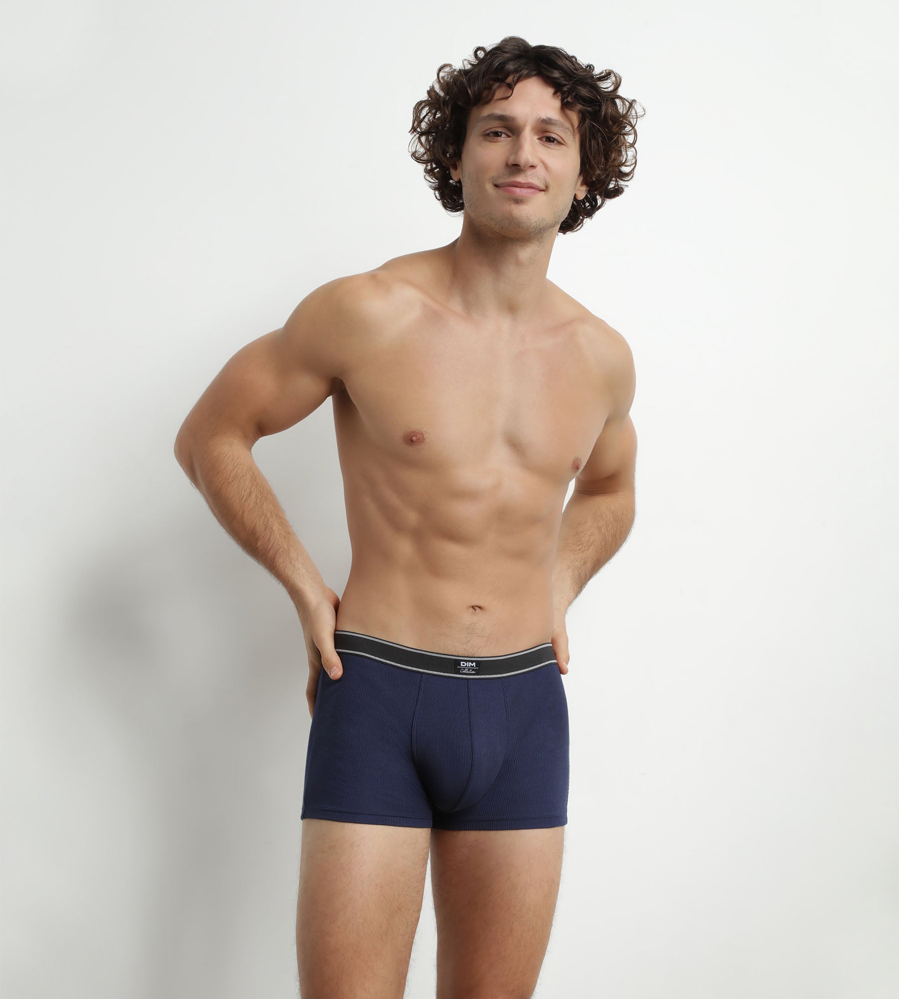 DIM Calzoncillos bóxer para hombre de algodón modal acanalado Azul oscuro Dim Elegant