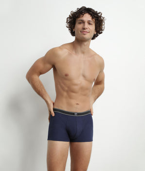 Calzoncillos bóxer para hombre de algodón modal acanalado Azul oscuro Dim Elegant