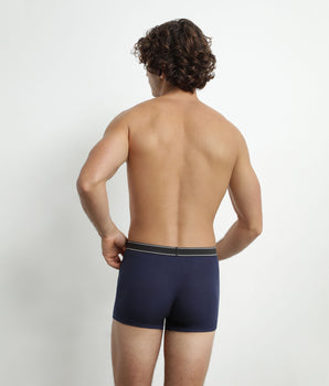 Calzoncillos bóxer para hombre de algodón modal acanalado Azul oscuro Dim Elegant