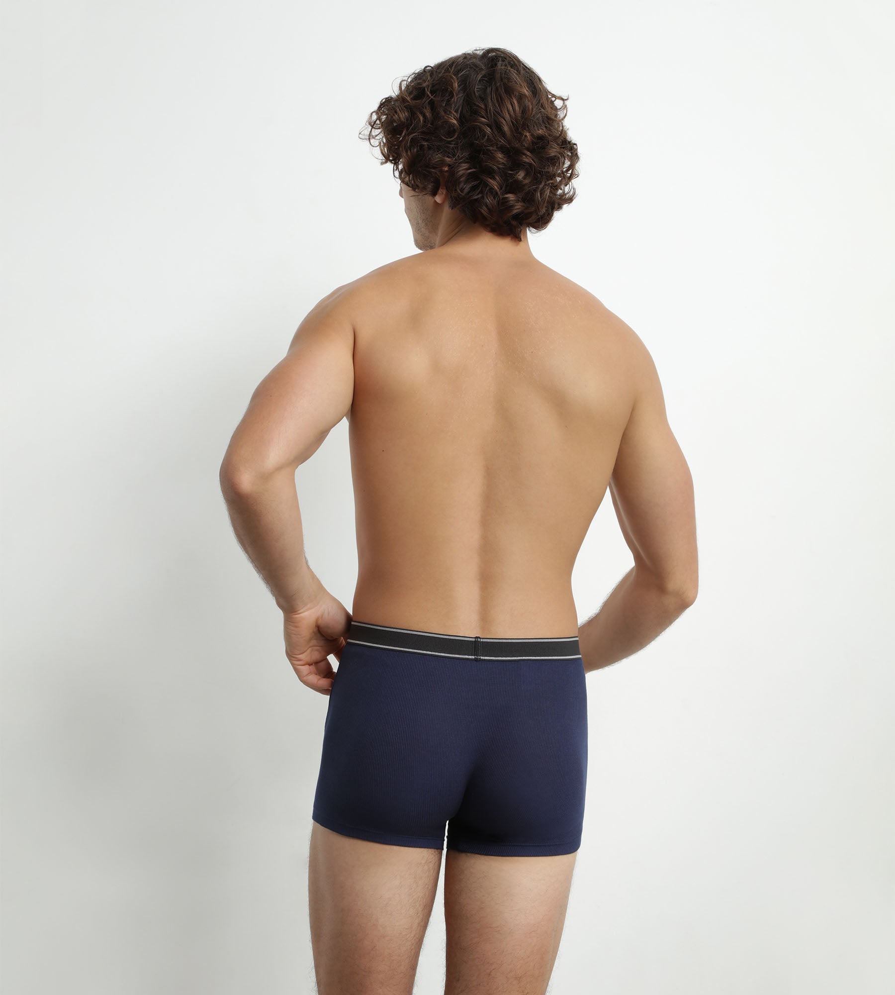 DIM Calzoncillos bóxer para hombre de algodón modal acanalado Azul oscuro Dim Elegant