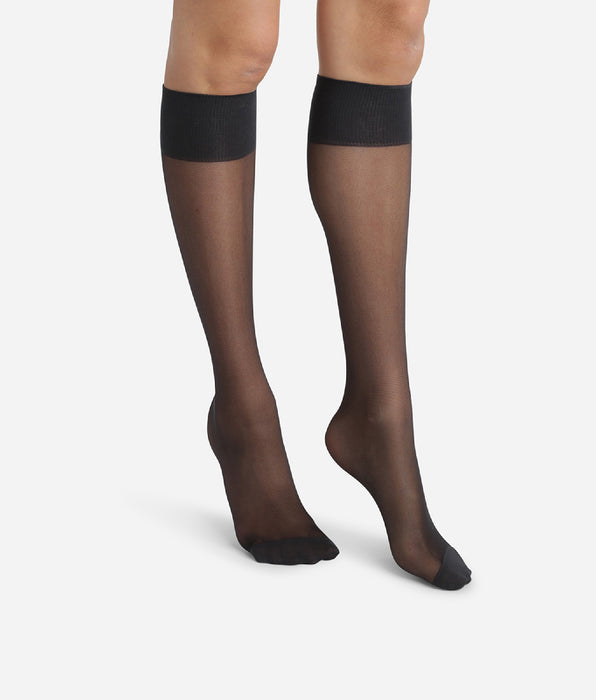 DIM Pack de dos pares de calcetines altos en de Licra reforzada Negro Ultra Resist