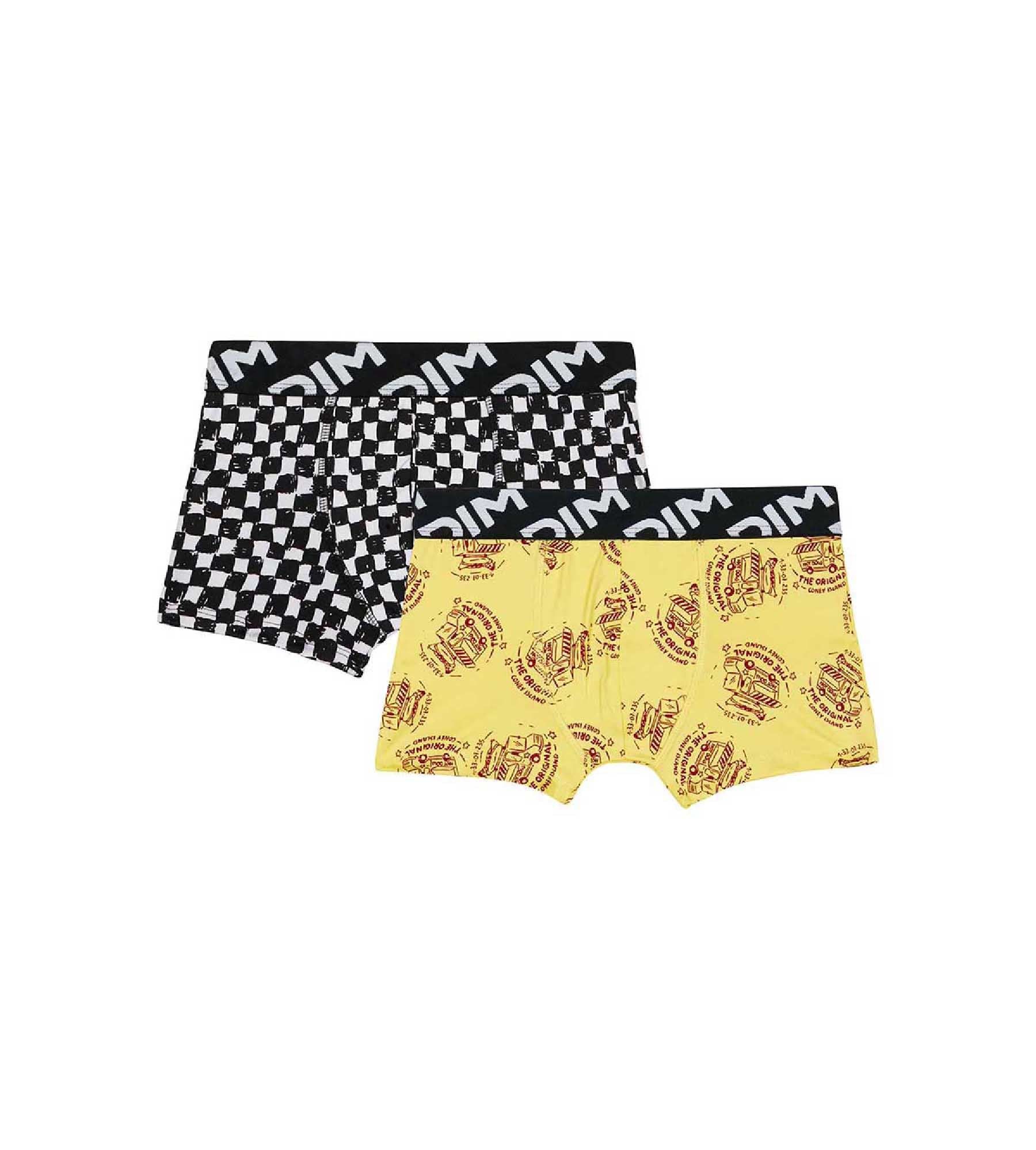 DIM Pack de 2 bóxer de niño en microfibra reciclada con estampado damero Dim Micro