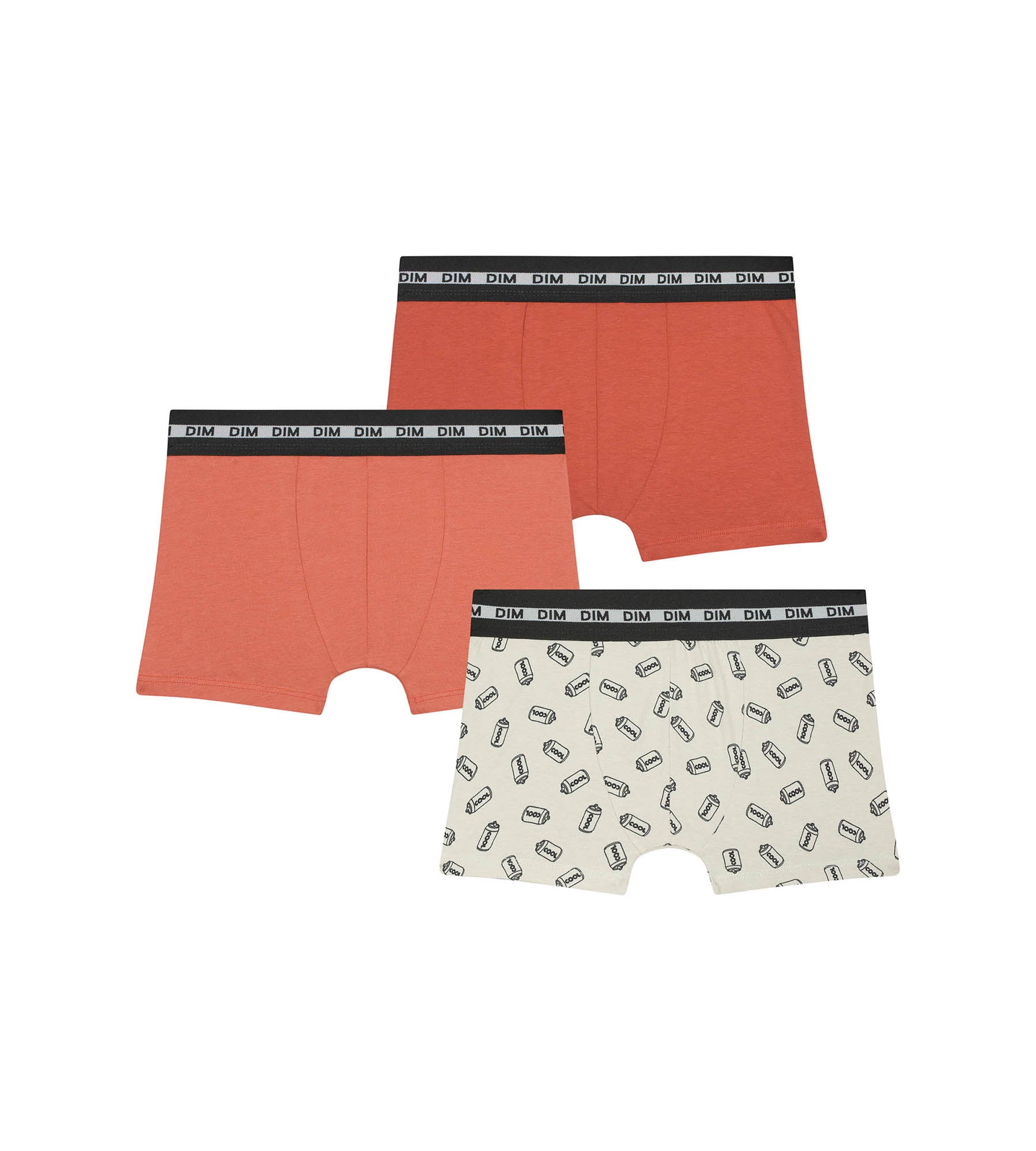 DIM Pack de 3 bóxers de niño con estampado Naranja Dim Coton Stretch