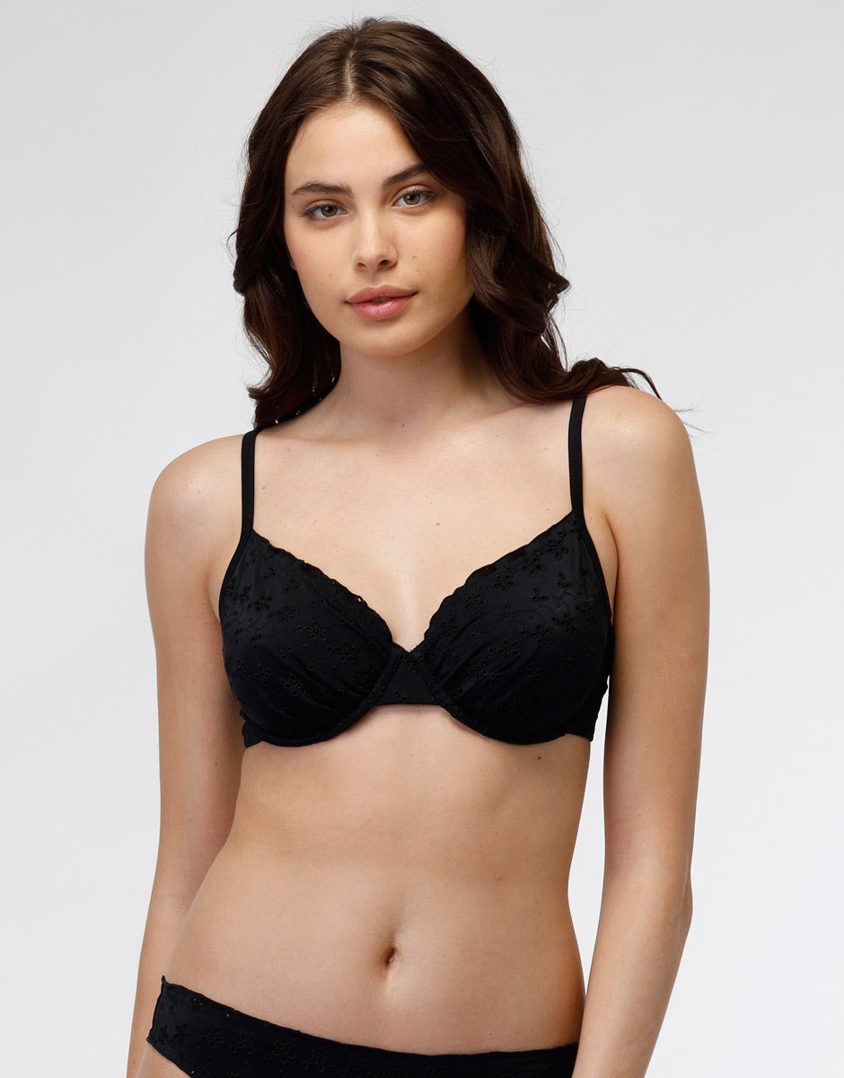 Sujetador de bikini con aros Sangallo Lace en negro DIM