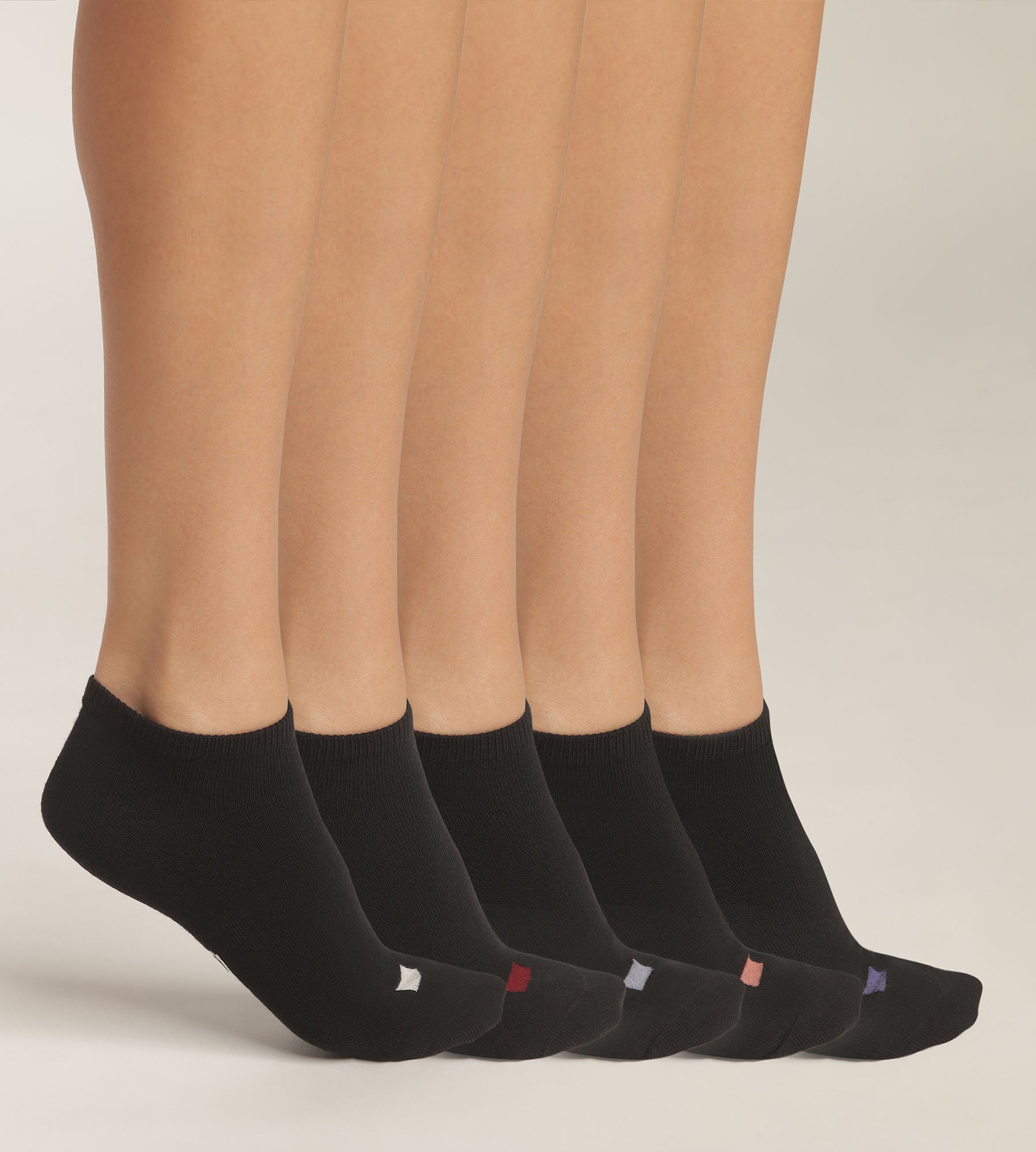 DIM Pack de 5 pares de calcetines negros de algodón para mujer con pastillas EcoDim