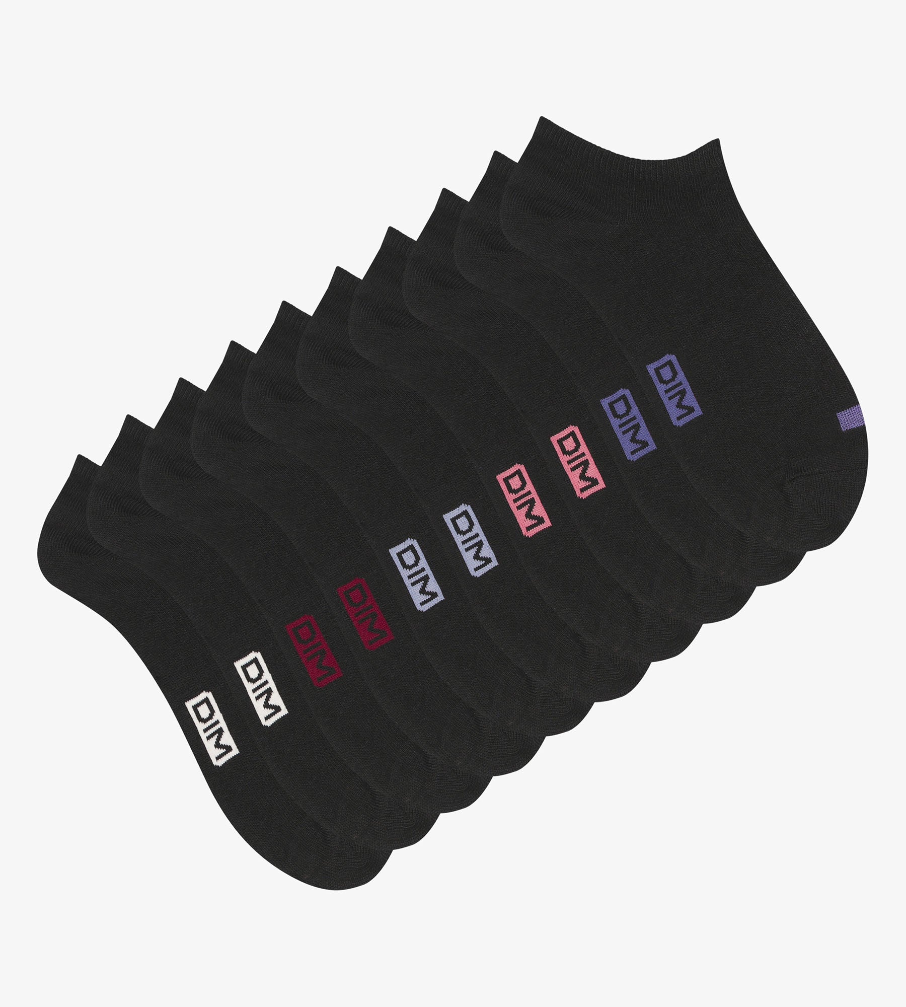 DIM Pack de 5 pares de calcetines negros de algodón para mujer con pastillas EcoDim