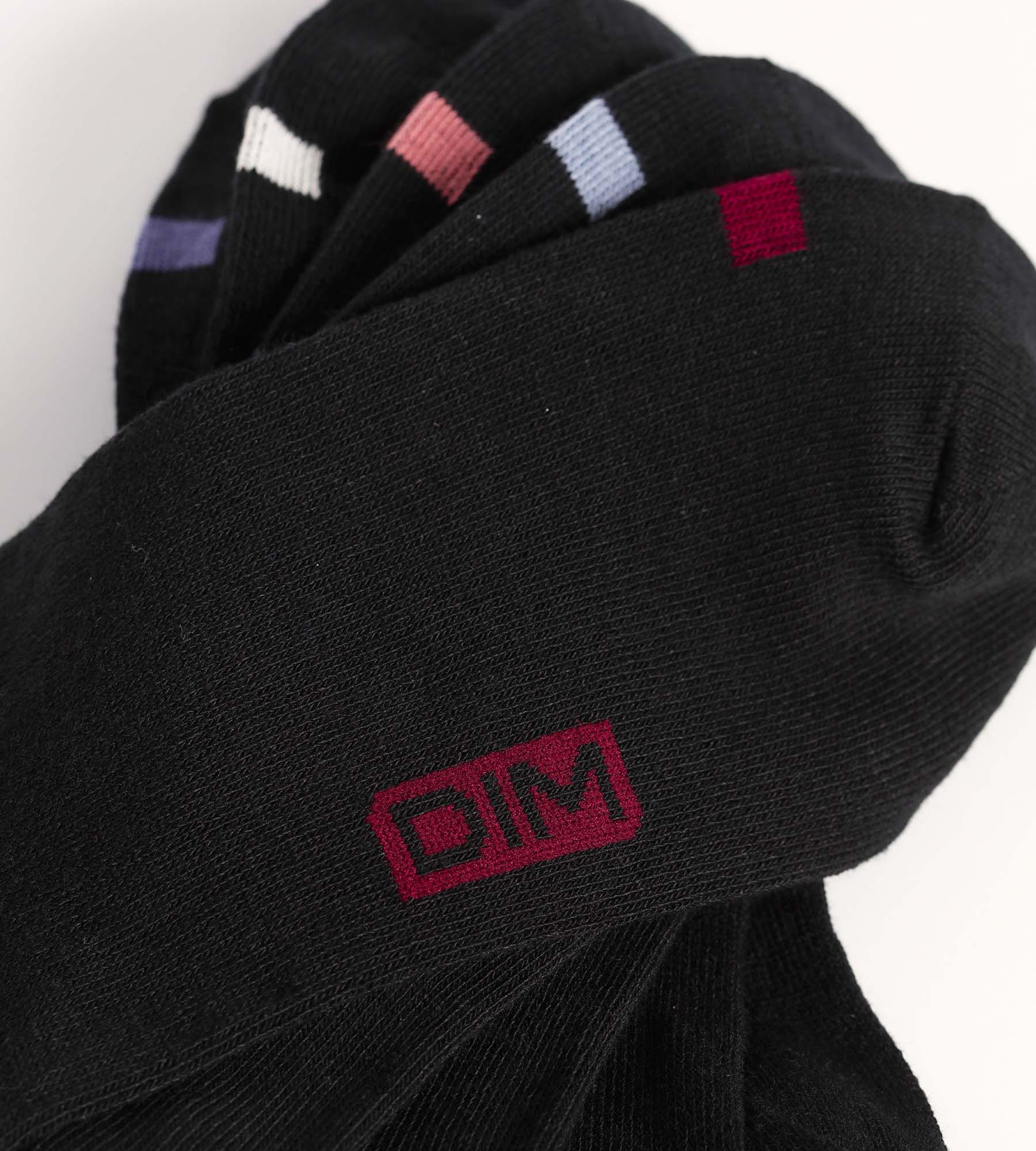 DIM Pack de 5 pares de calcetines negros de algodón para mujer con pastillas EcoDim