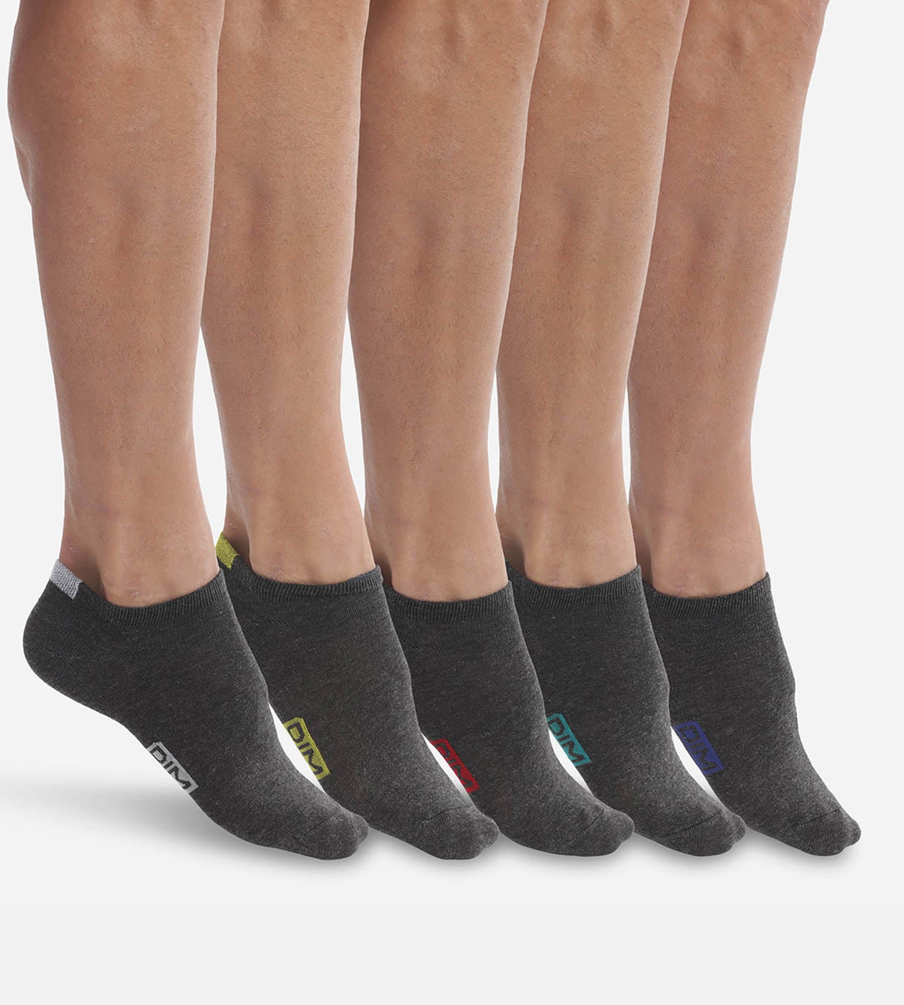 DIM Pack de 5 pares de calcetines bajos de algodón para hombre gris EcoDim