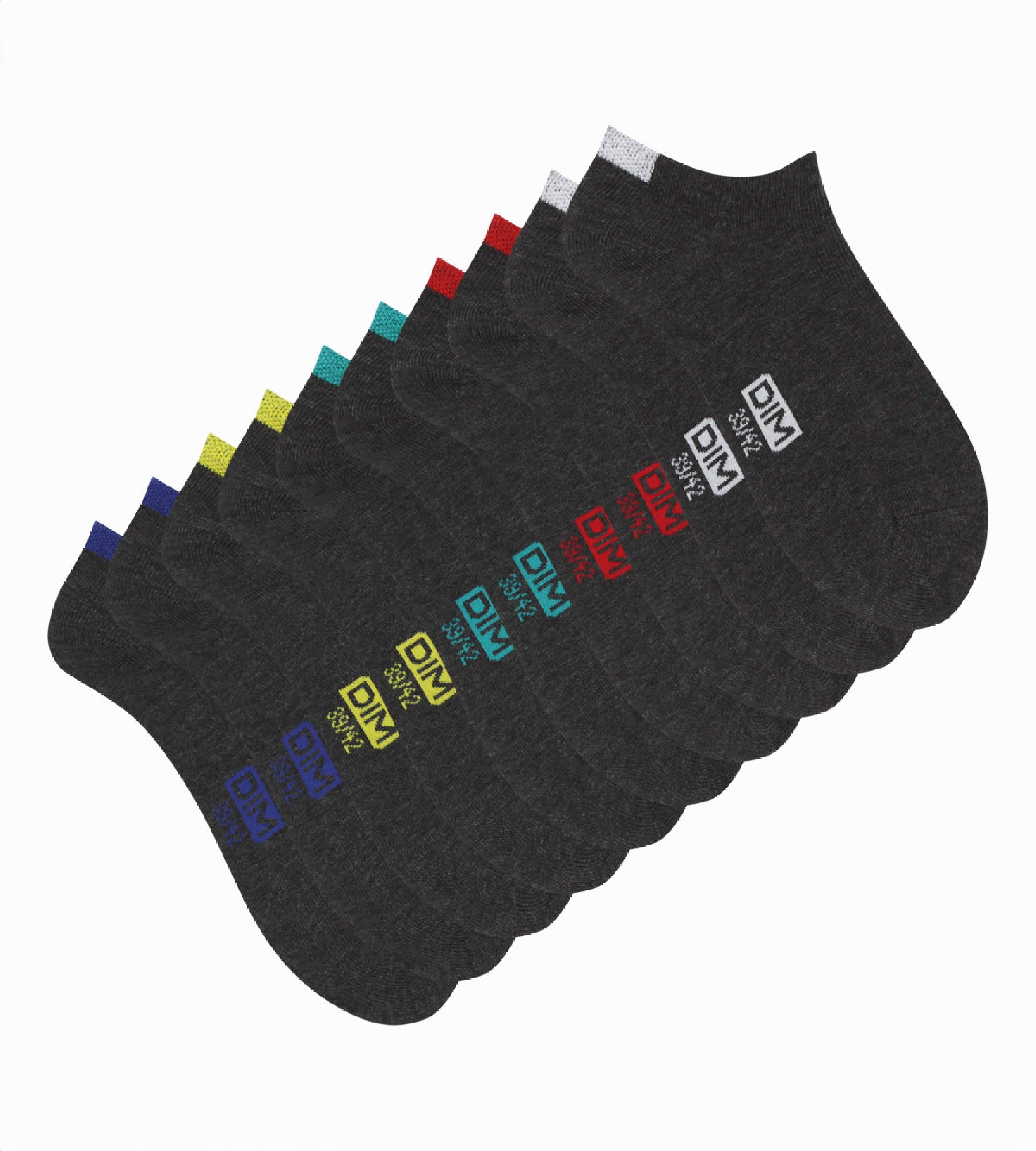 DIM Pack de 5 pares de calcetines bajos de algodón para hombre gris EcoDim
