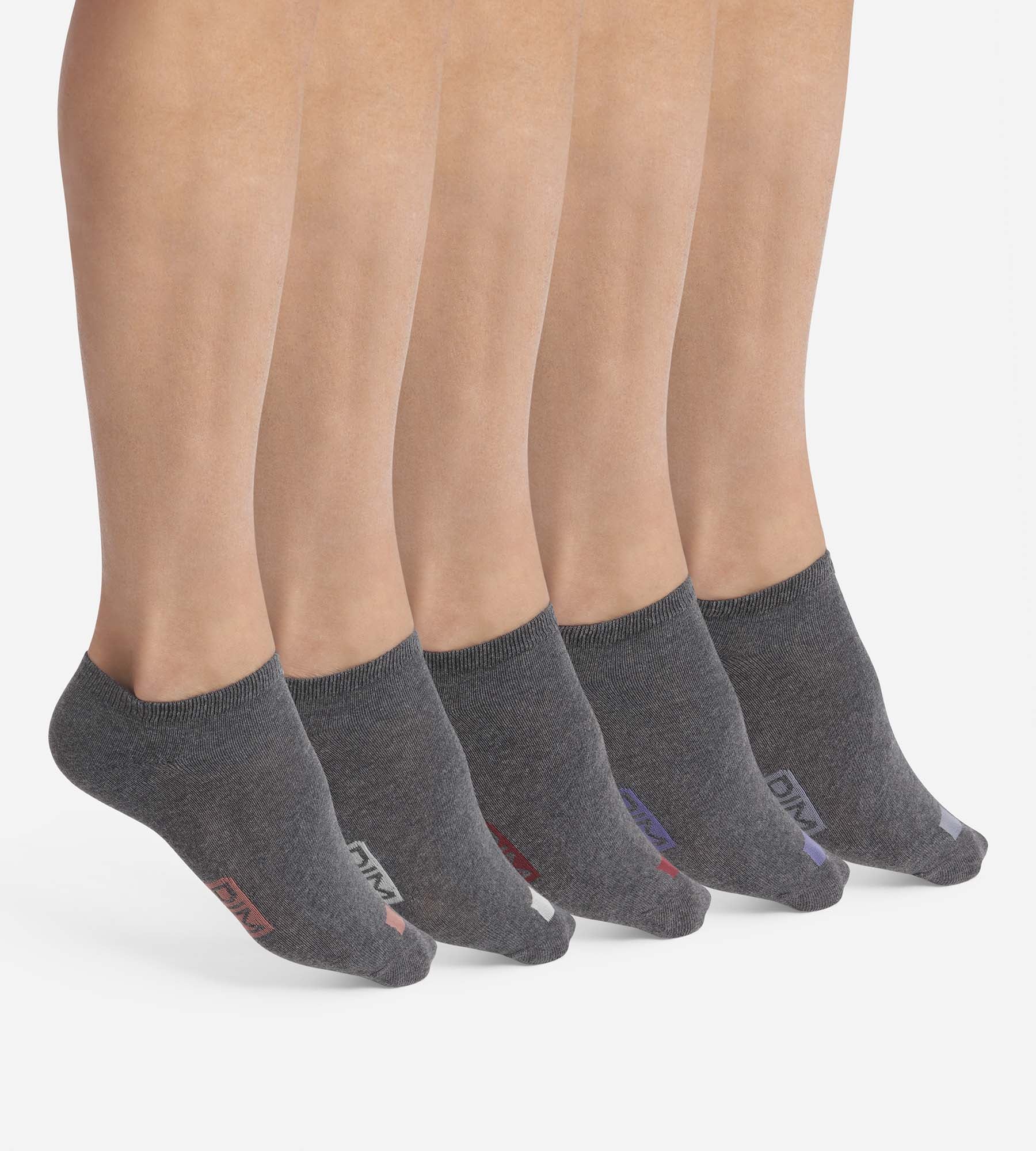 DIM Pack de 5 pares de calcetines grises de algodón para hombre con etiquetas EcoDim