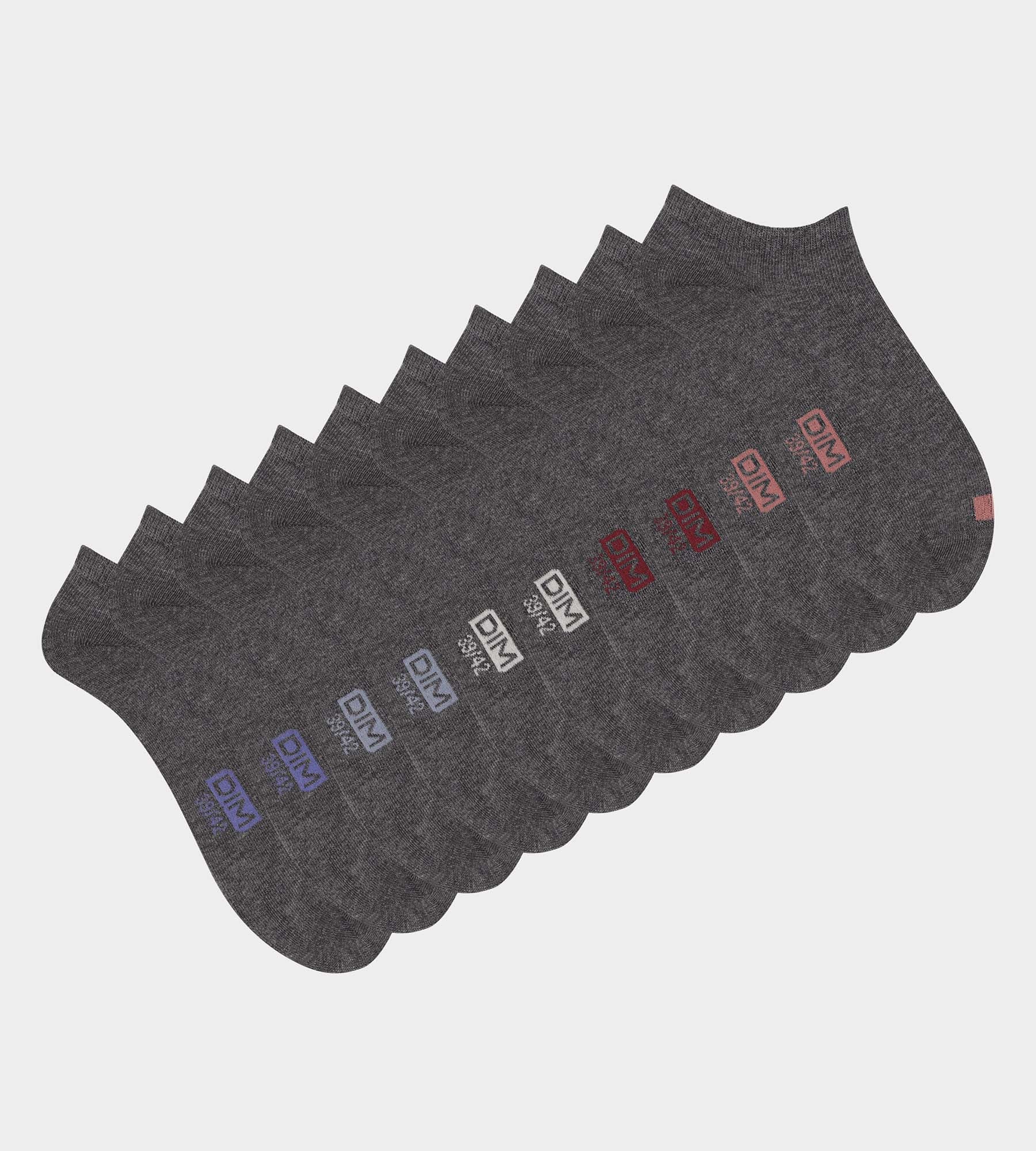 DIM Pack de 5 pares de calcetines grises de algodón para hombre con etiquetas EcoDim