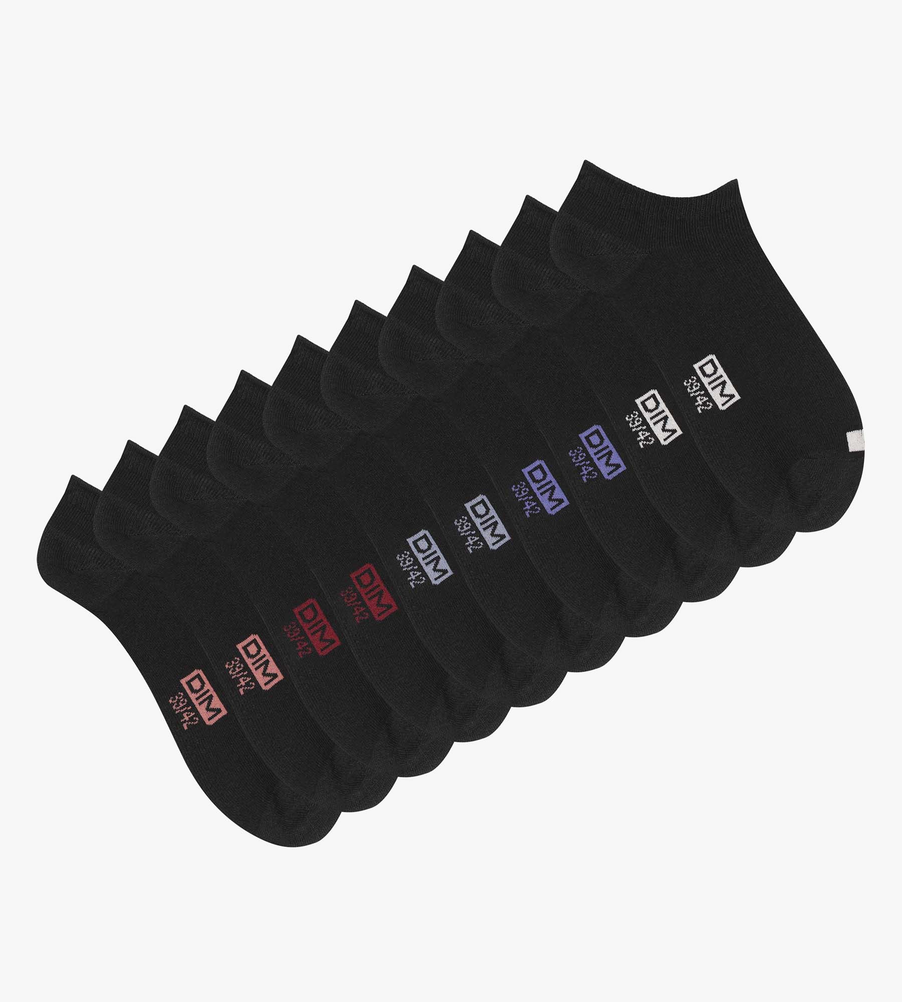 DIM Pack de 5 pares de calcetines negros de algodón para hombre con etiquetas EcoDim
