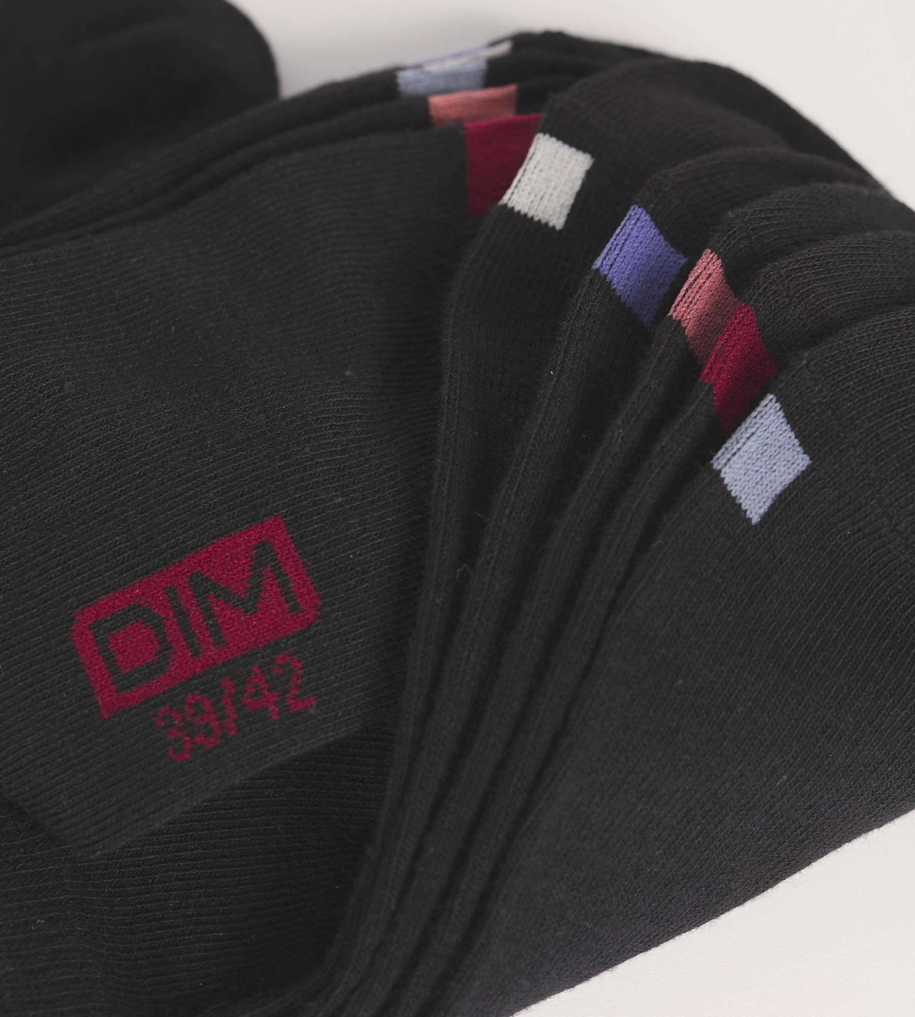 DIM Pack de 5 pares de calcetines negros de algodón para hombre con etiquetas EcoDim