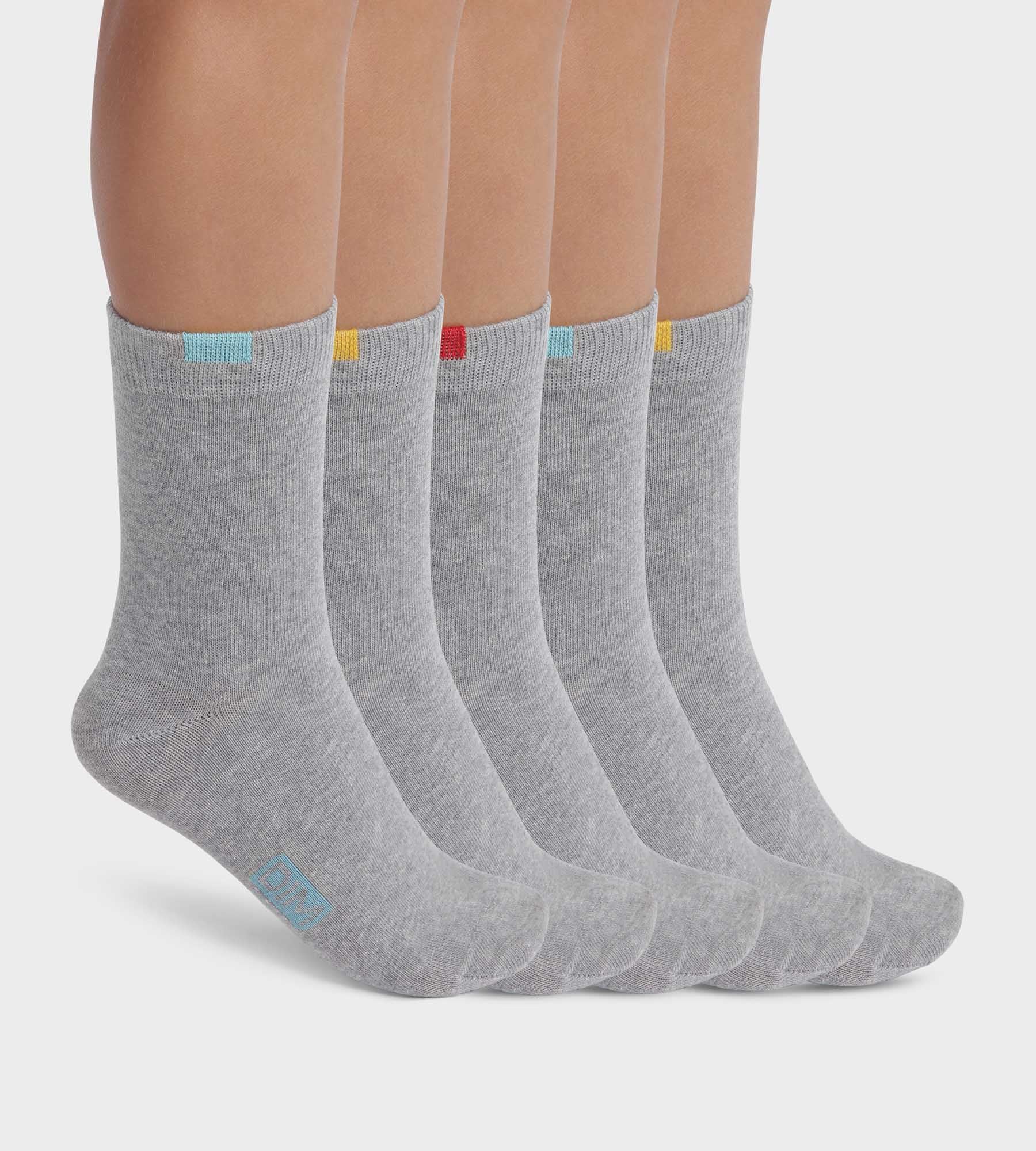 DIM Pack de 5 pares de calcetines infantiles de algodón gris EcoDim