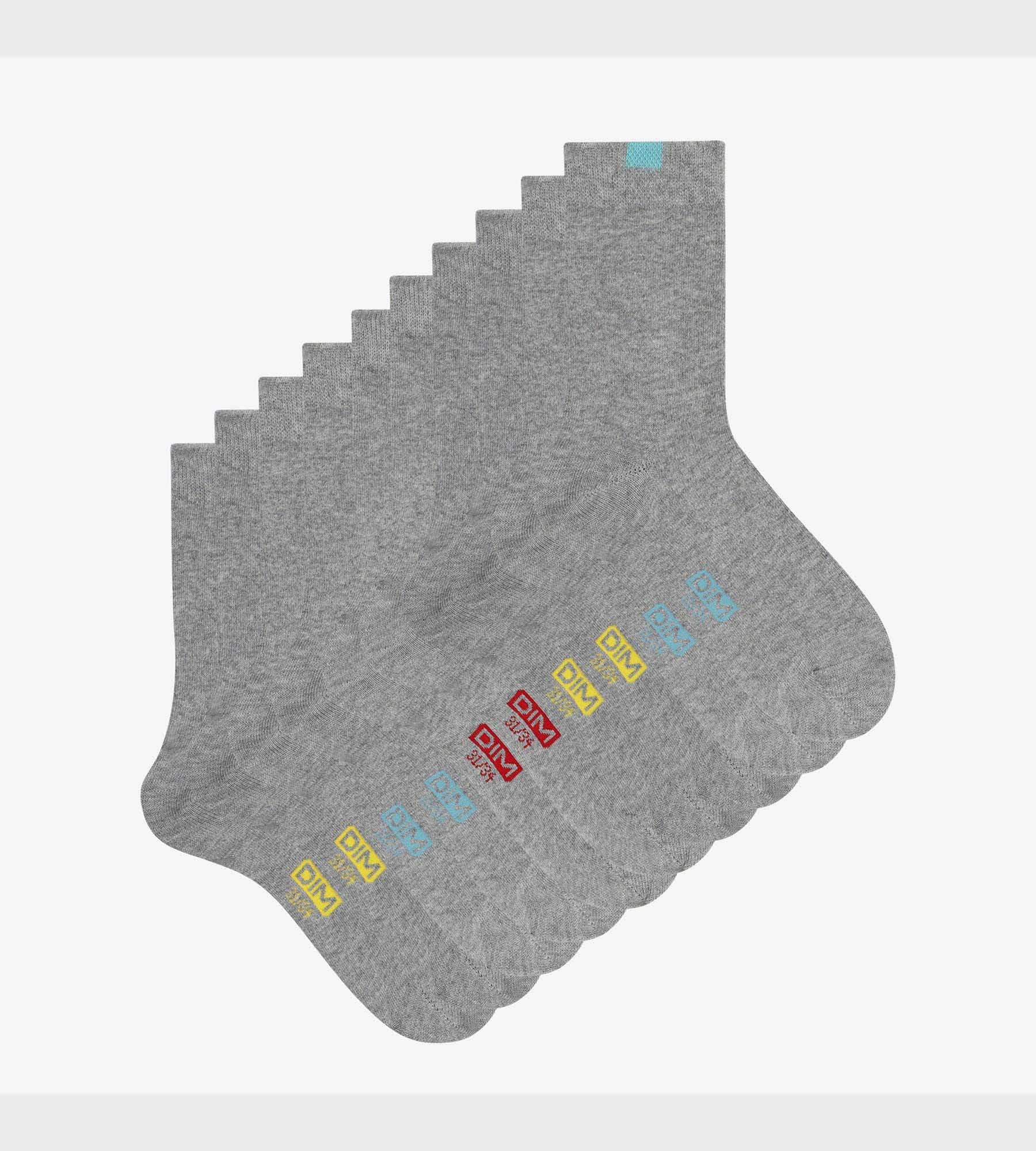 DIM Pack de 5 pares de calcetines infantiles de algodón gris EcoDim