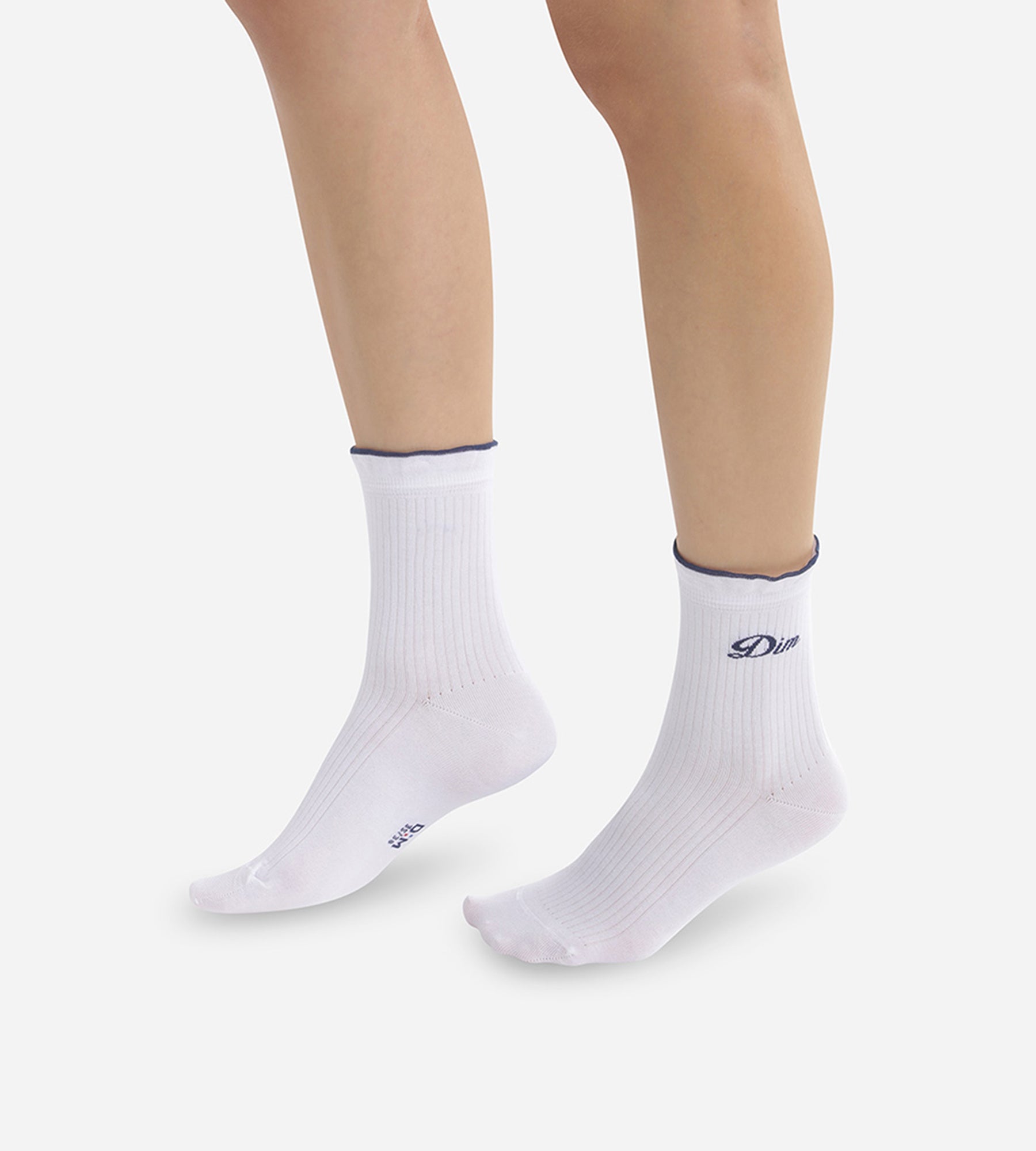 DIM Calcetines bajos de algodón blanco para mujer con el logo Dim bordado Madame Dim