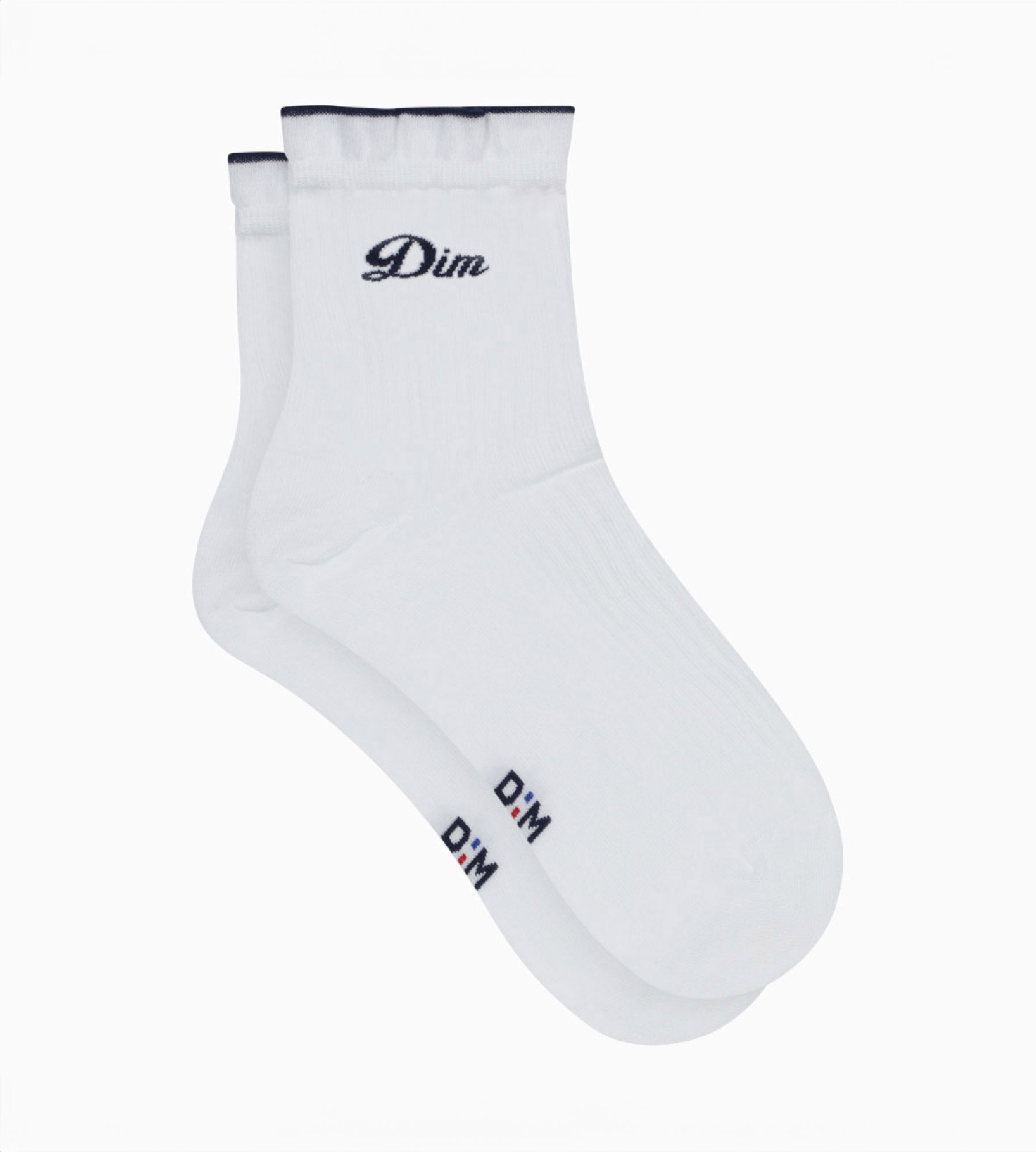 DIM Calcetines bajos de algodón blanco para mujer con el logo Dim bordado Madame Dim