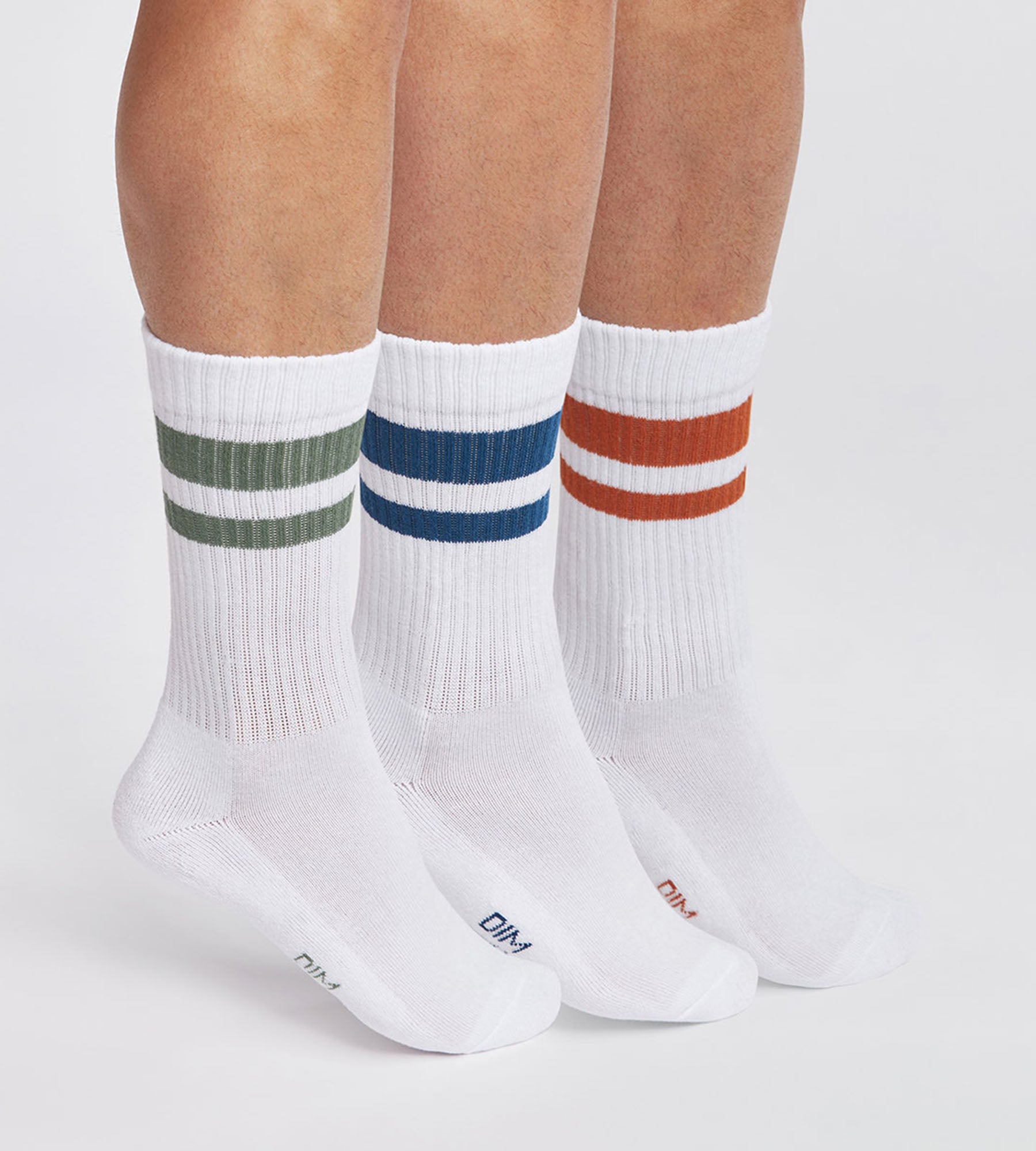DIM Pack de 3 pares de calcetines de hombre en algodón Blanco Verde EcoDim Sport
