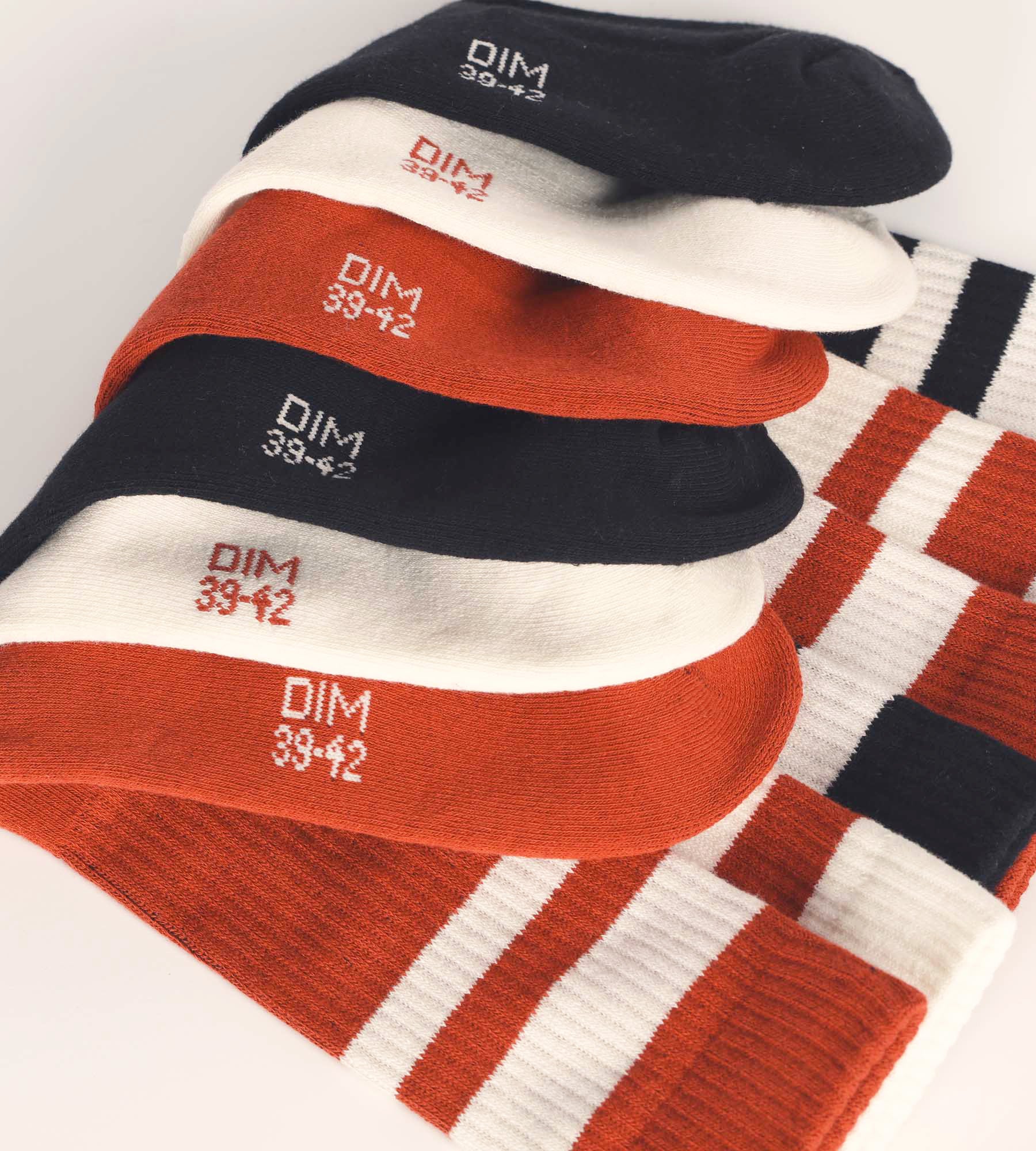 DIM Pack de 3 pares de calcetines de algodón rojo EcoDim Sport para hombre