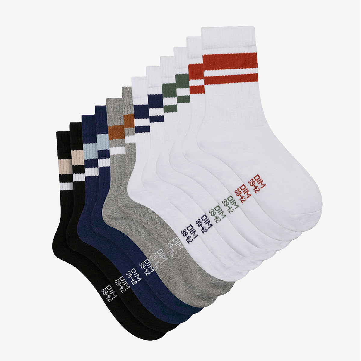 DIM Pack de 6 pares de calcetines de hombre en algodón Multicolor EcoDim Sport