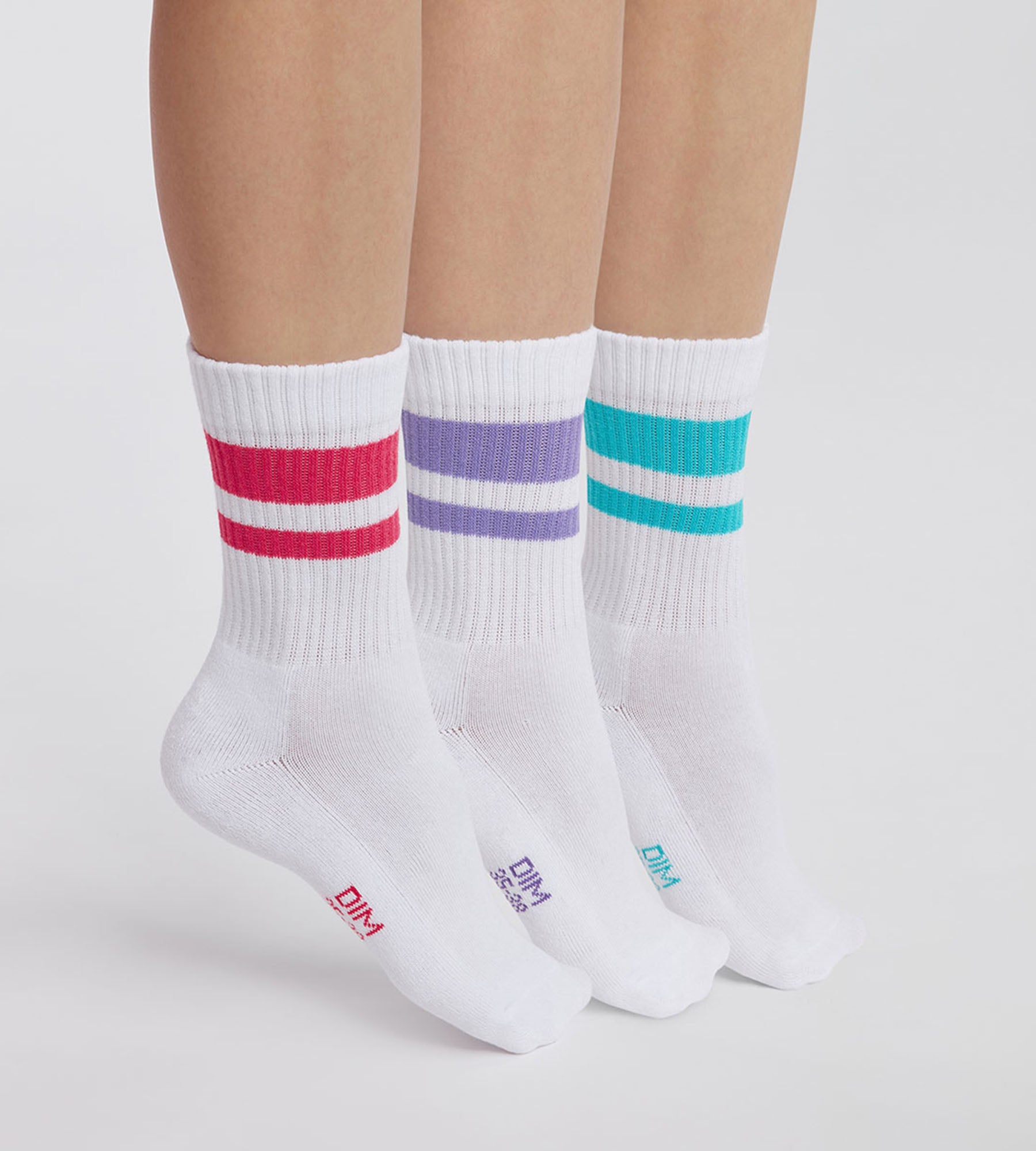 DIM Pack de 3 pares de calcetines de mujer en algodón Rojo EcoDim Sport