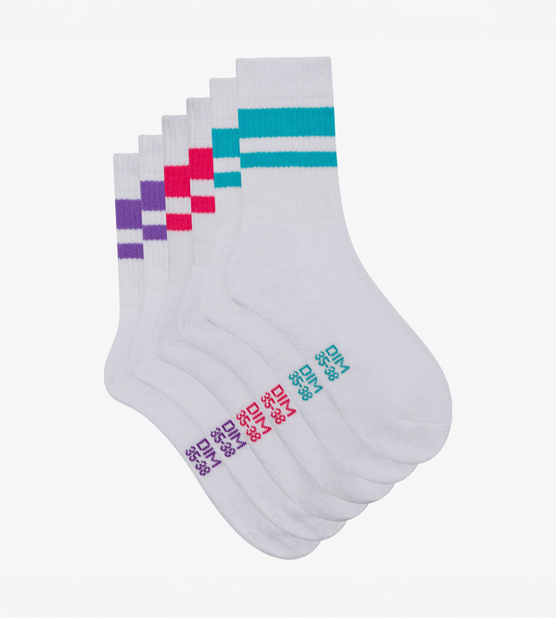 DIM Pack de 3 pares de calcetines de mujer en algodón Rojo EcoDim Sport