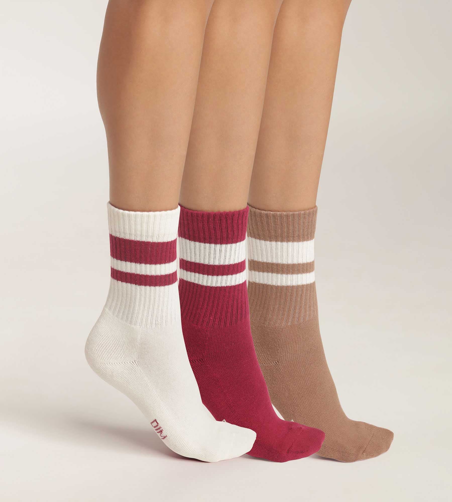 DIM Pack de 3 pares de calcetines Café EcoDim Sport de algodón para mujer