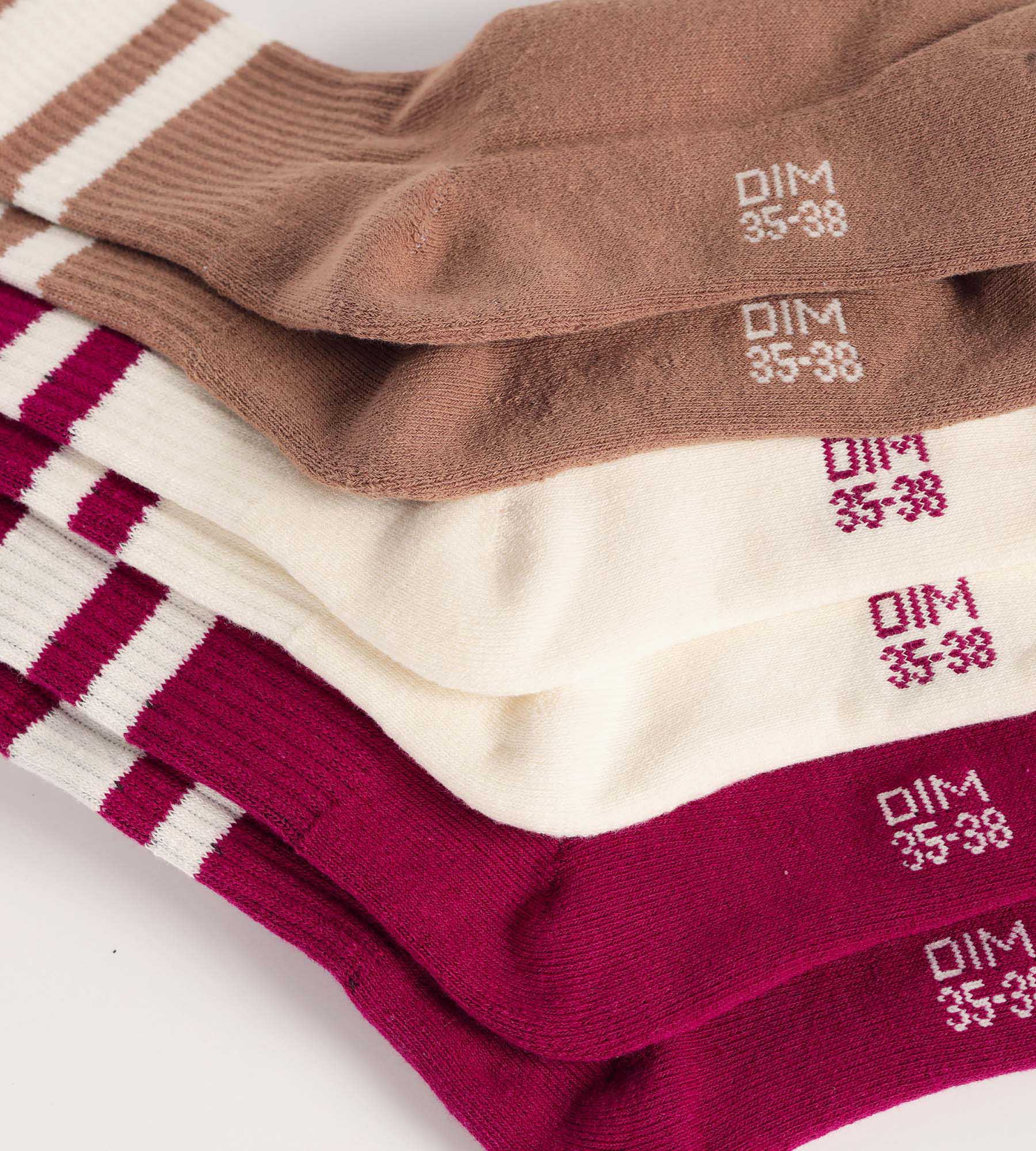 DIM Pack de 3 pares de calcetines Café EcoDim Sport de algodón para mujer