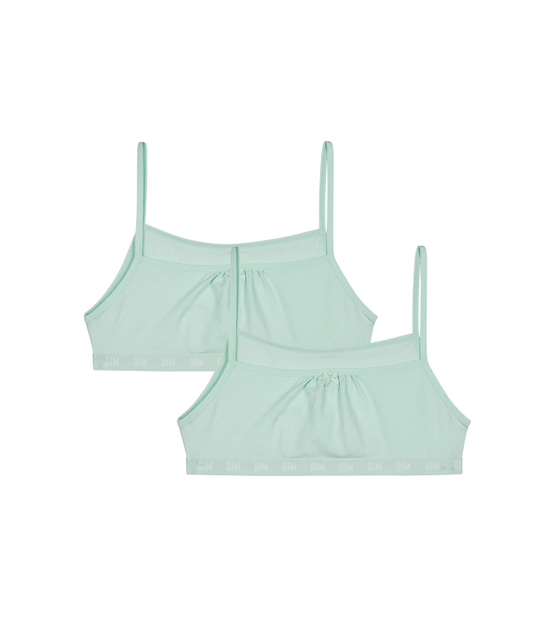 DIM Pack de 2 sujetadores de niña sin aros en algodón bio Azul Pastel Skin Care