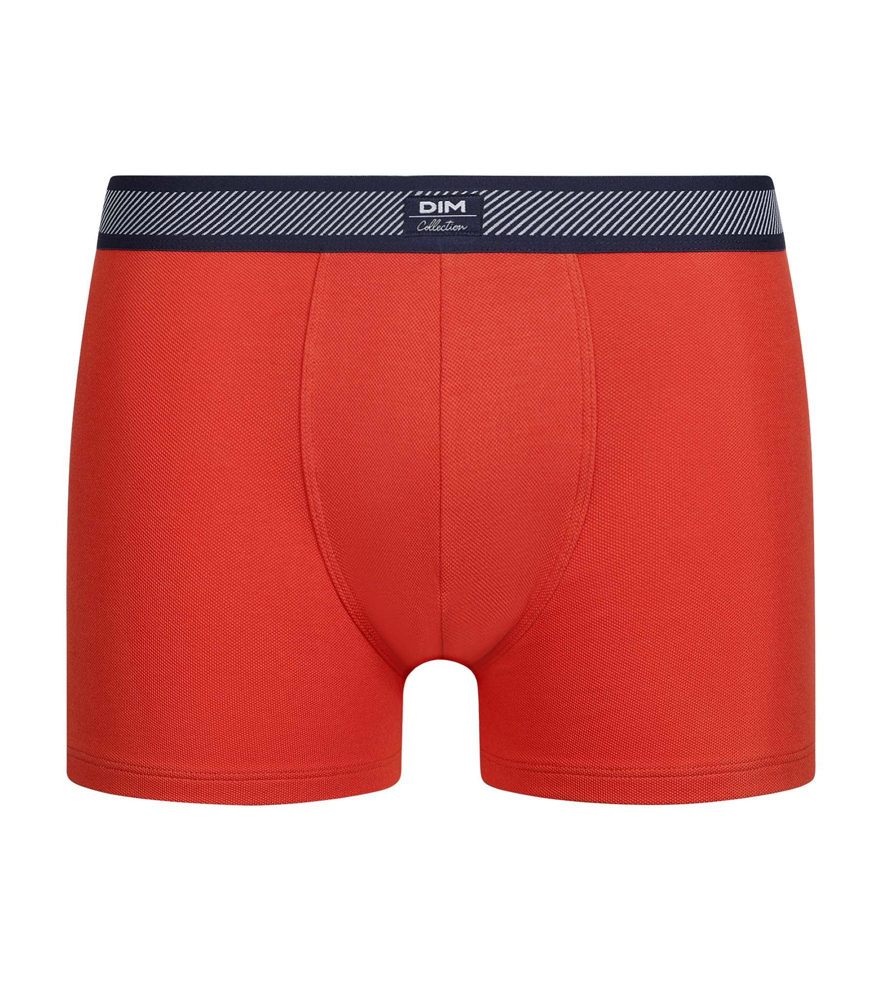 DIM Bóxer de hombre de algodón piqué modal y cinturilla a rayas naranja Dim Smart
