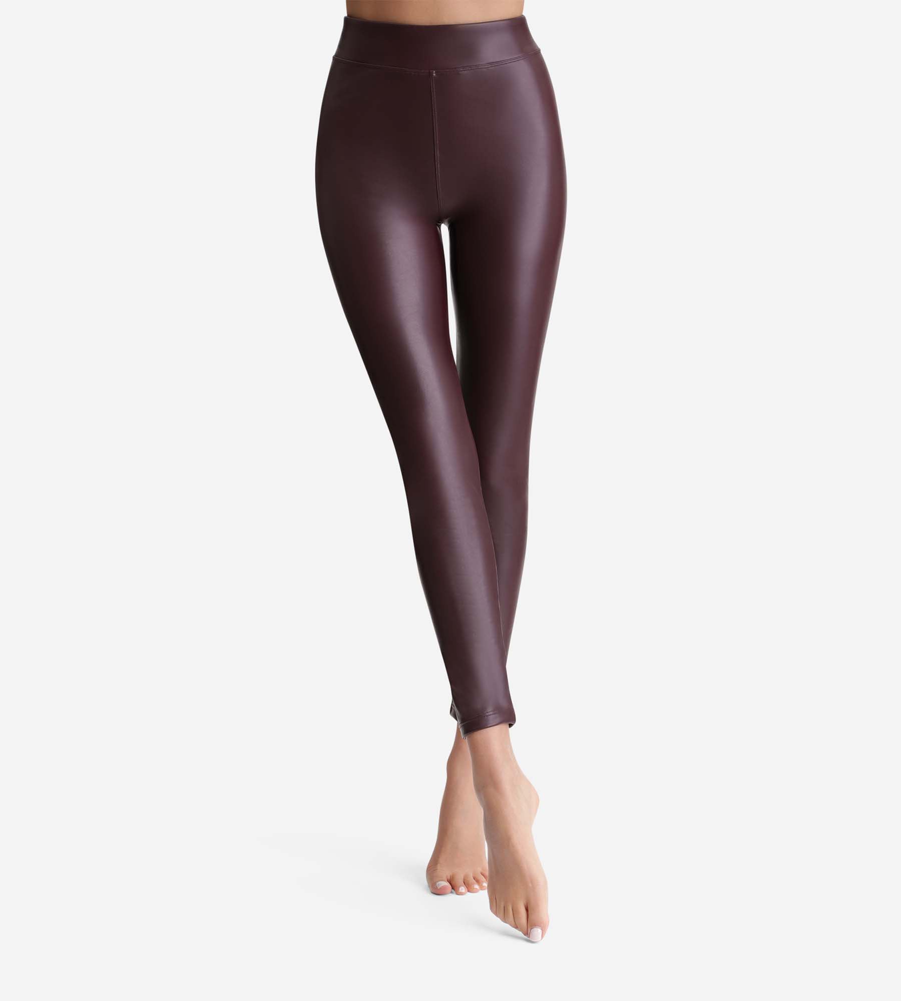 DIM Leggings de mujer efecto piel Burdeos Relax & Go
