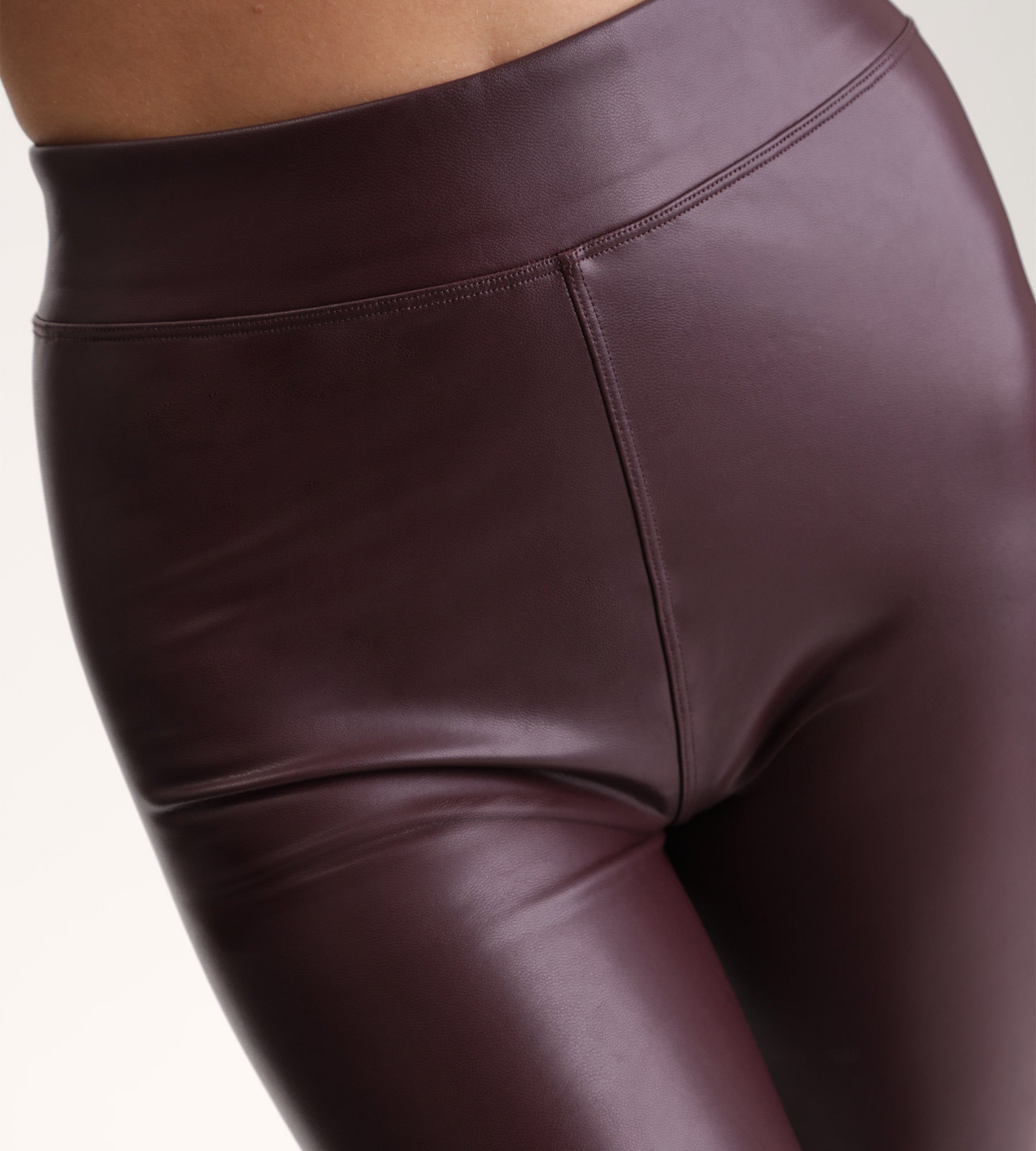 DIM Leggings de mujer efecto piel Burdeos Relax & Go