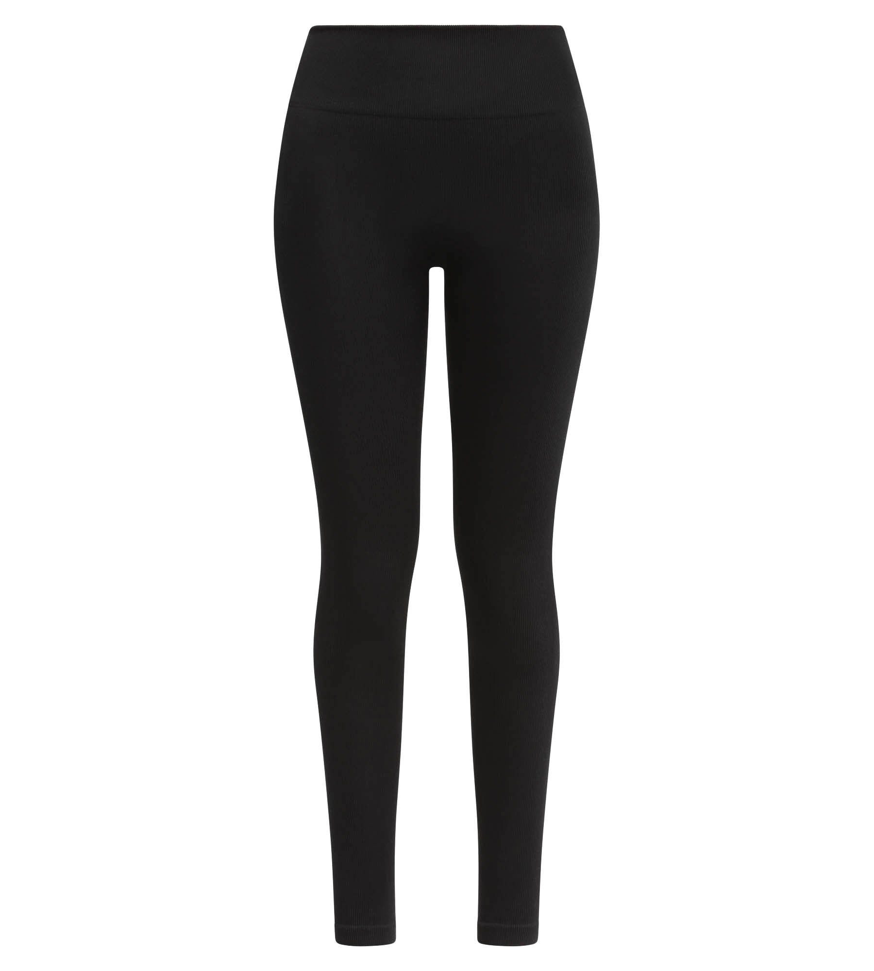DIM Legging de mujer de canalé negro con cinturilla extra ancha Relax & Go de Dim