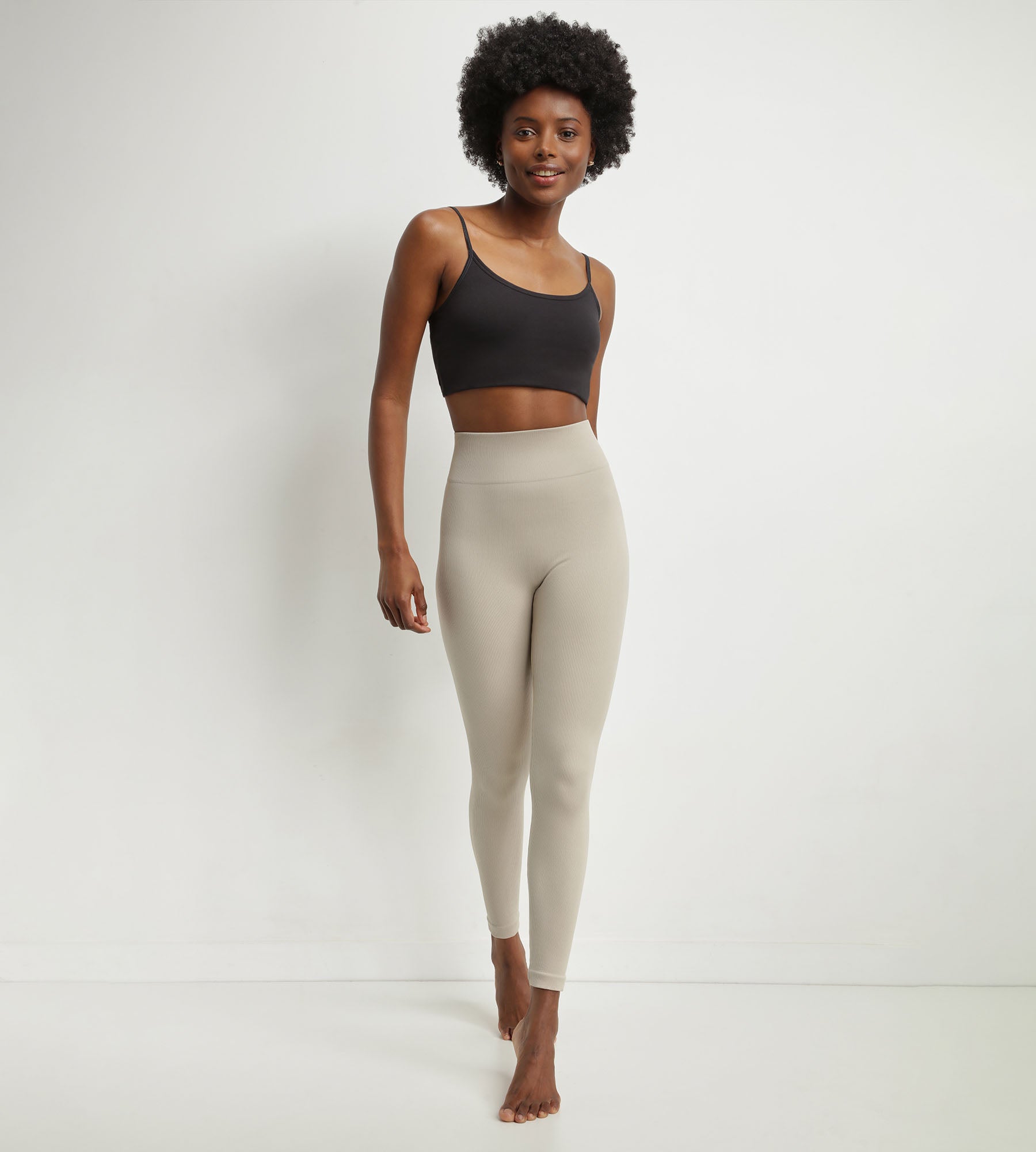 DIM Legging de mujer de punto canalé Beis Dim Comfywear