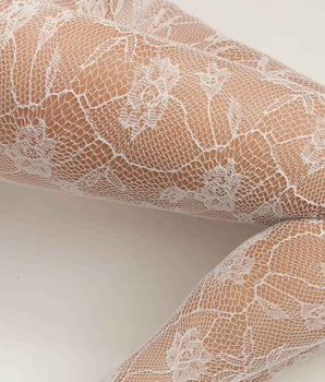 Pantis de rejilla y encaje floral para mujer Baroque White Dim Style