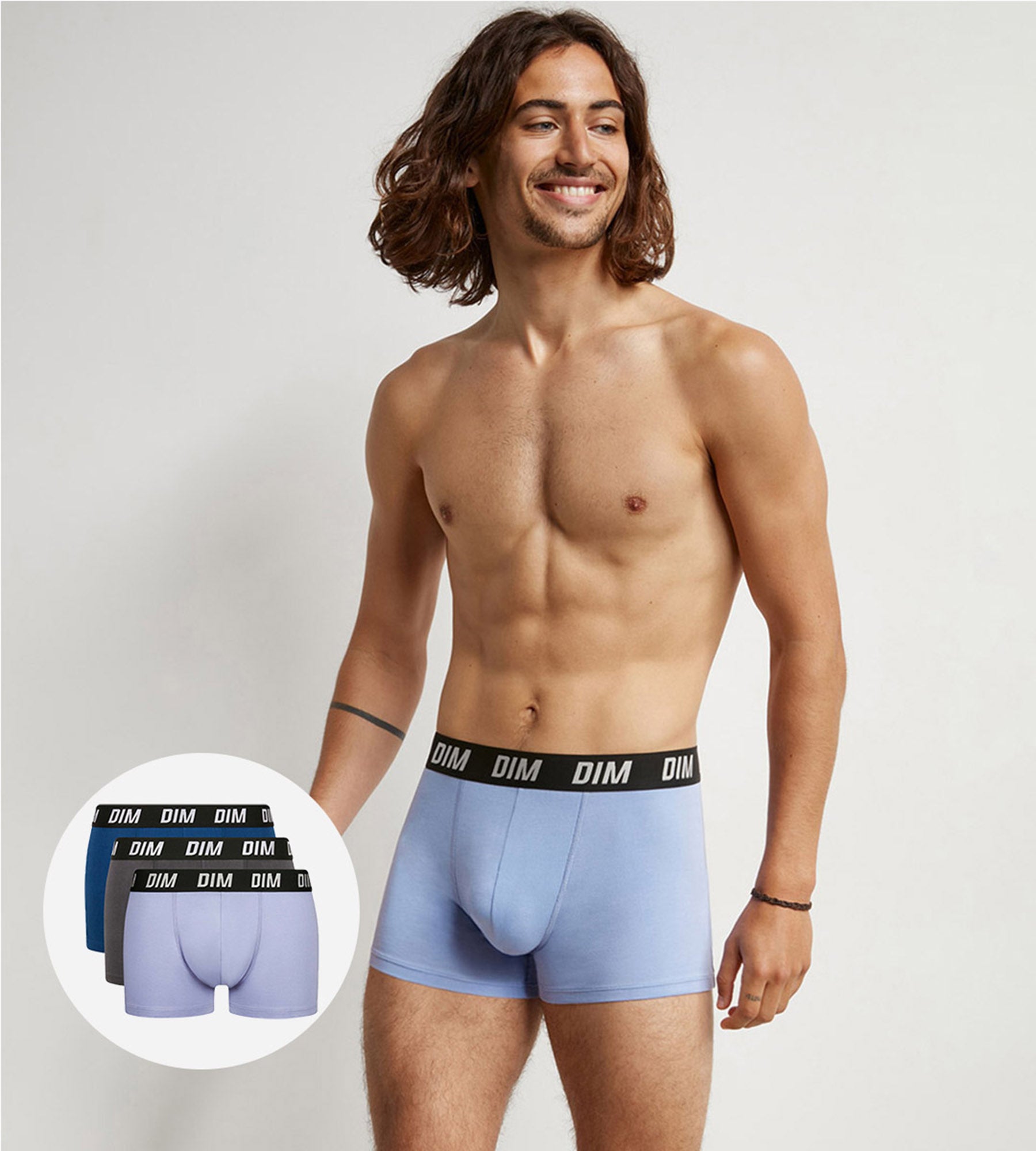 DIM Pack de 3 bóxers de hombre de termorregulación activa Azul Parma Dim Sport