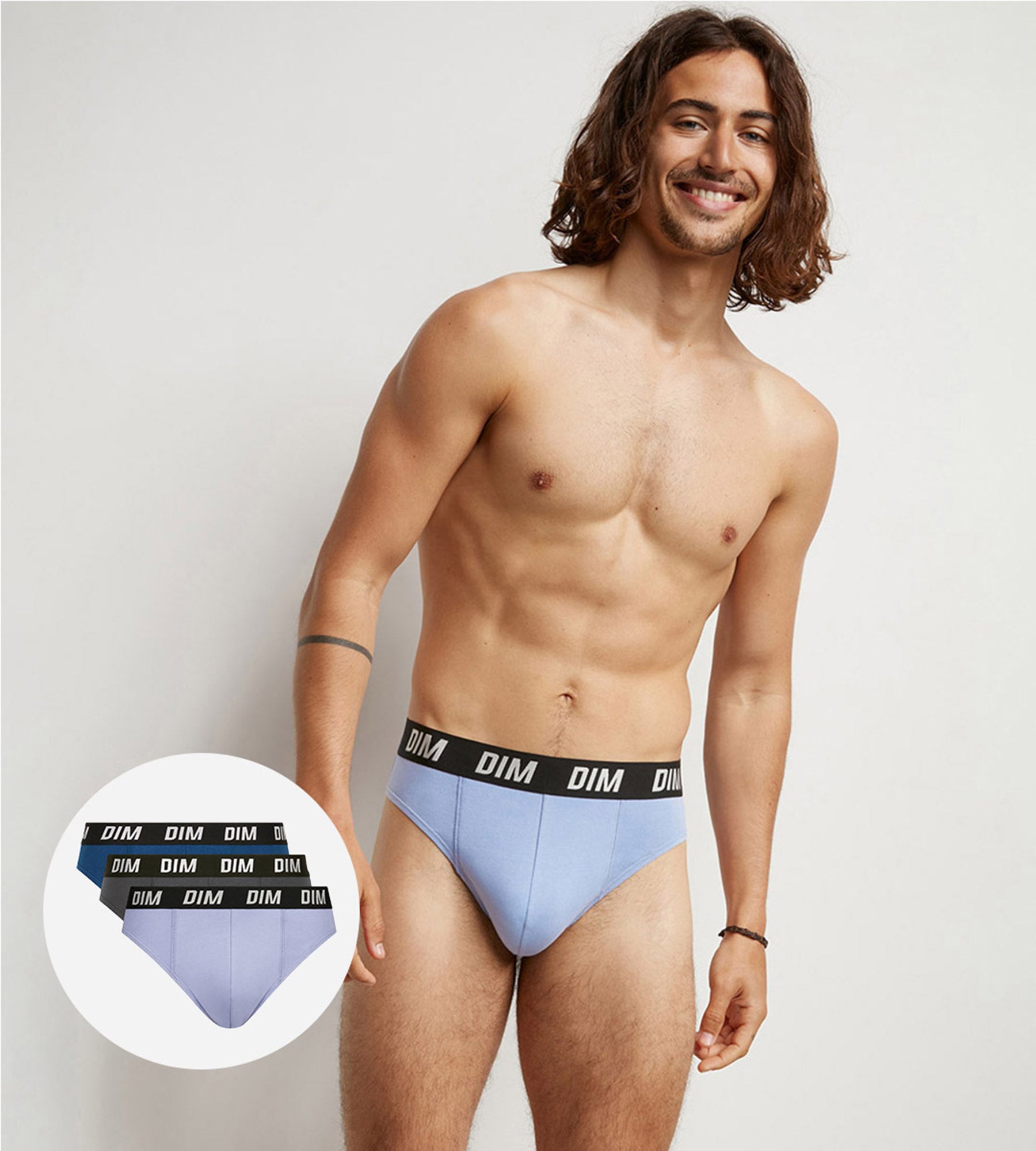 DIM Pack de 3 calzoncillos tipo slip de hombre de termorregulación activa Azul Dim Sport