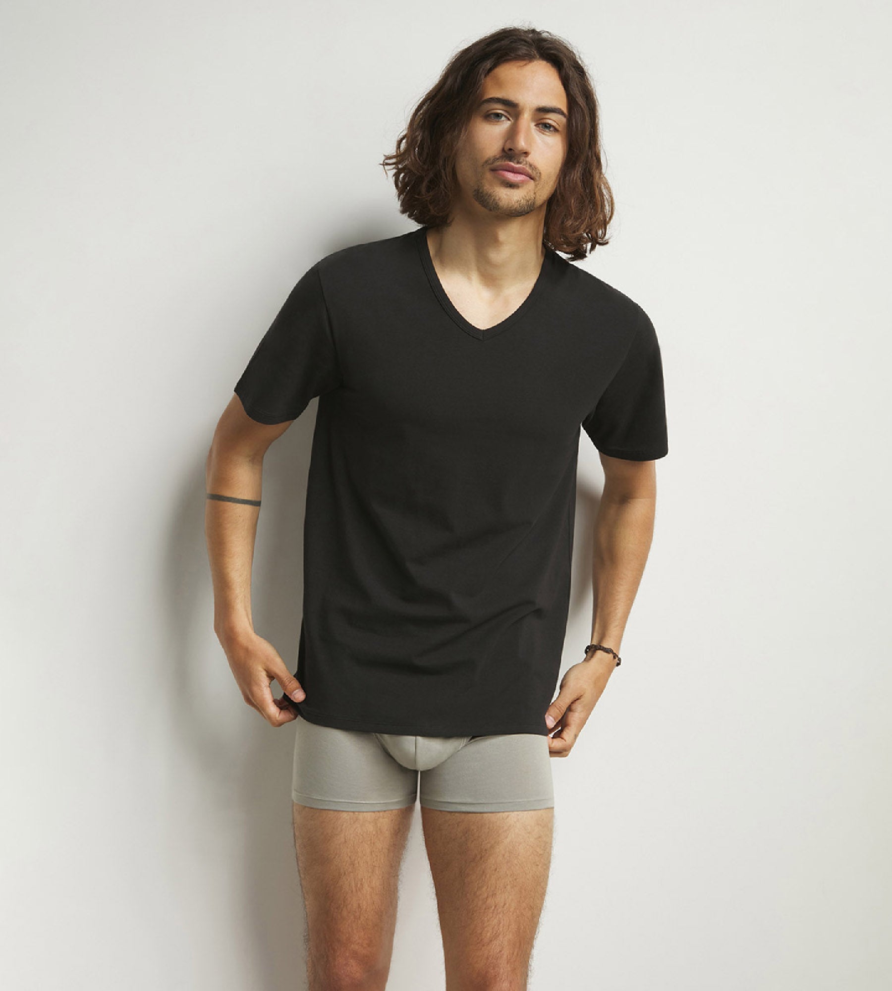 DIM Pack de 2 camisetas de hombre termorreguladoras en algodón Negro cuello en V Dim Sport