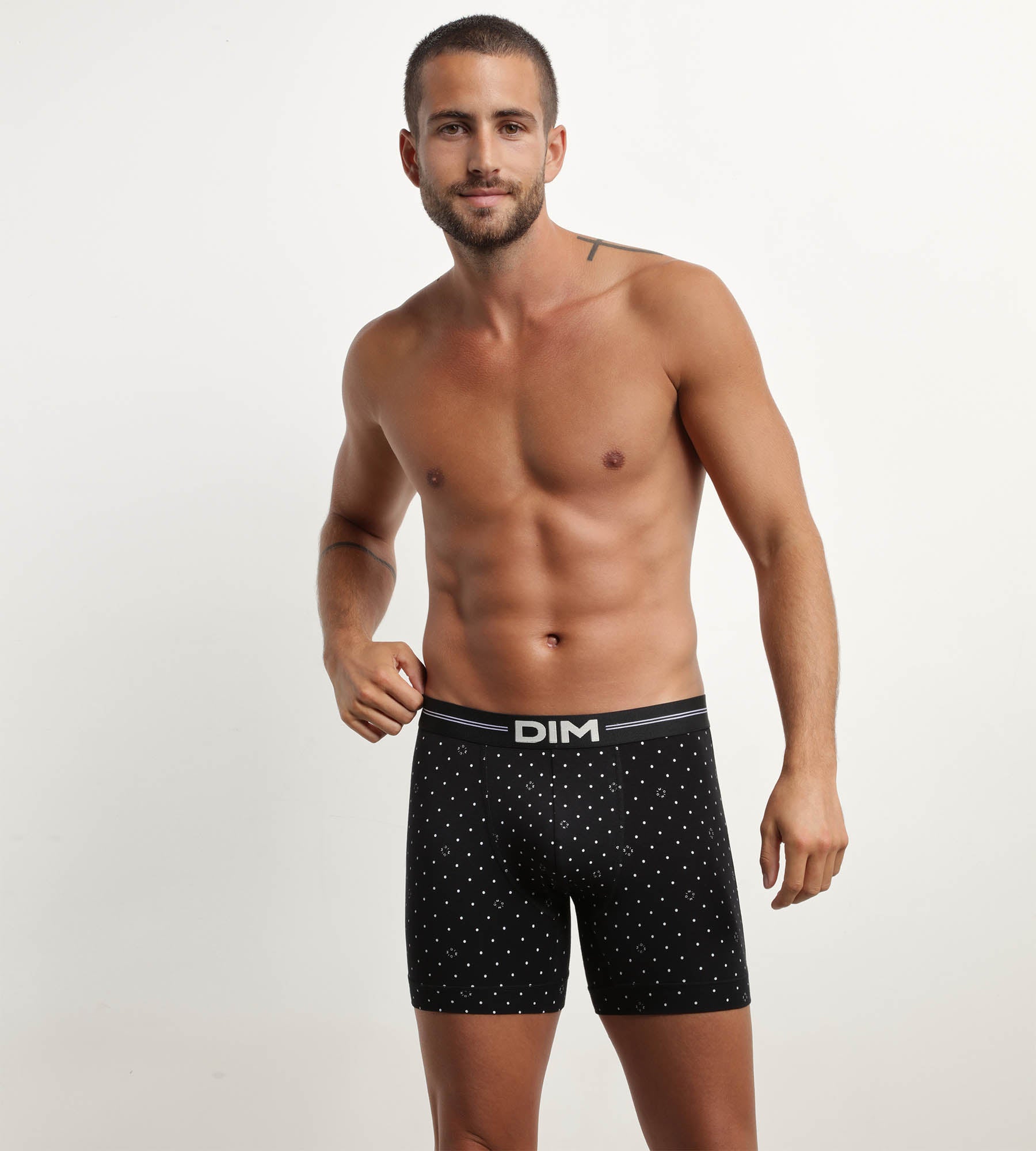DIM Boxer de hombre en microfibra con estampado logomanía Negro Dim Icons Essentiel