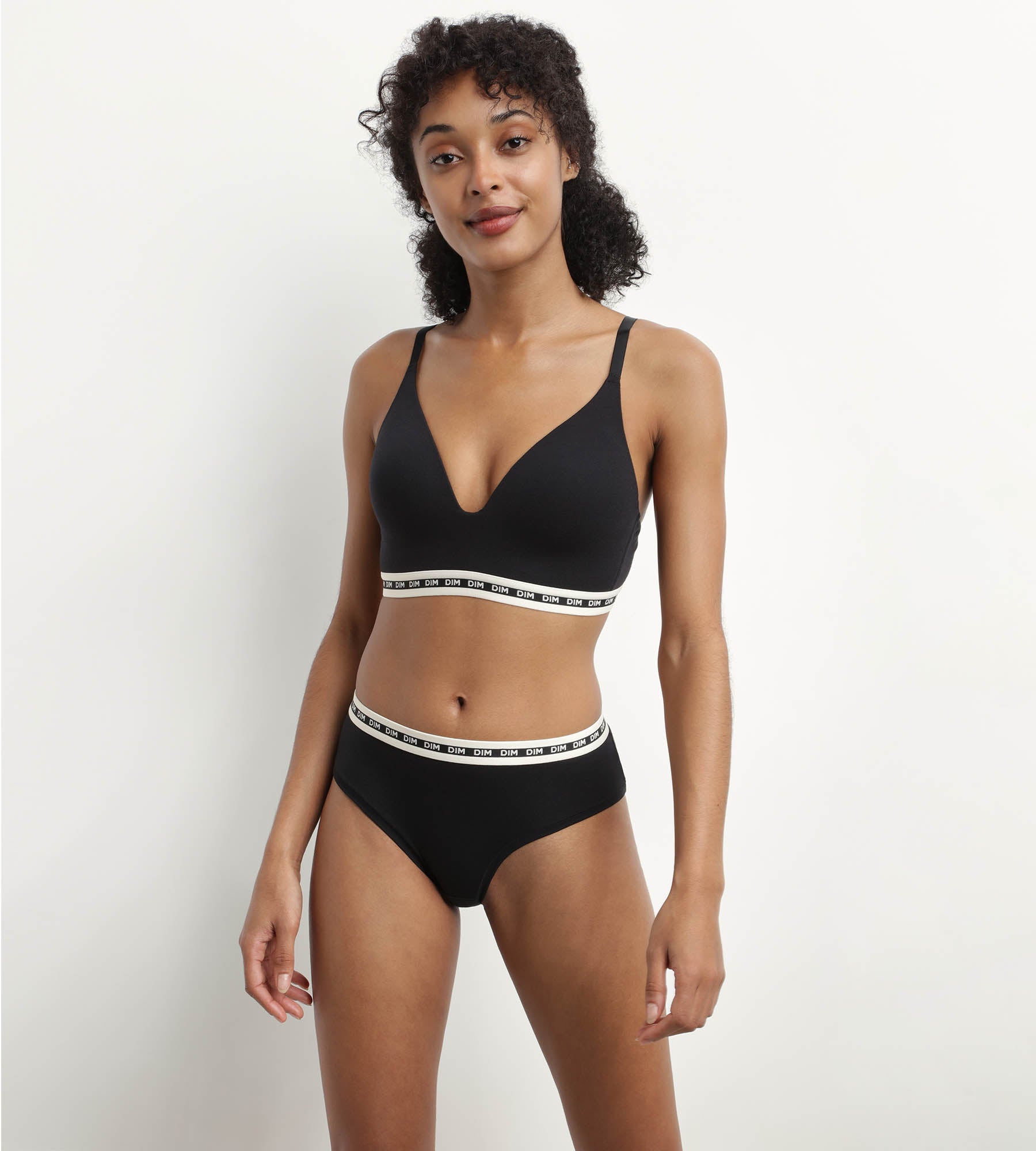 DIM Culotte de algodón modal Negro con cintura contrastada Dim Icon Essentiel