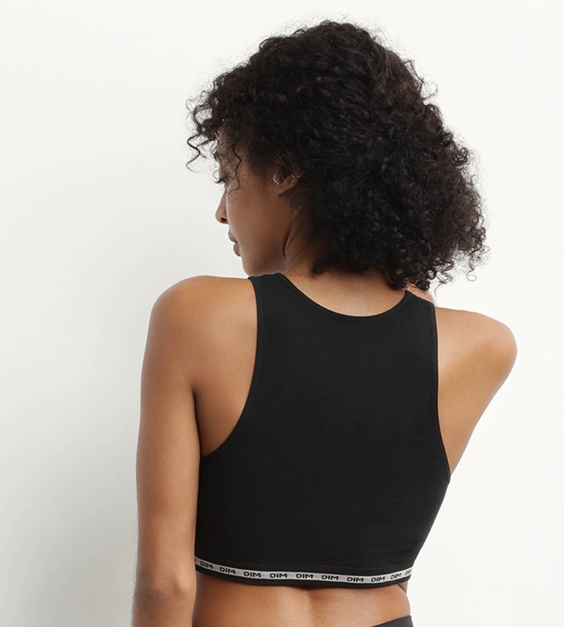 DIM Crop top de algodón modal polyamide de canalé sin costuras Negro Dim Icons Seamless