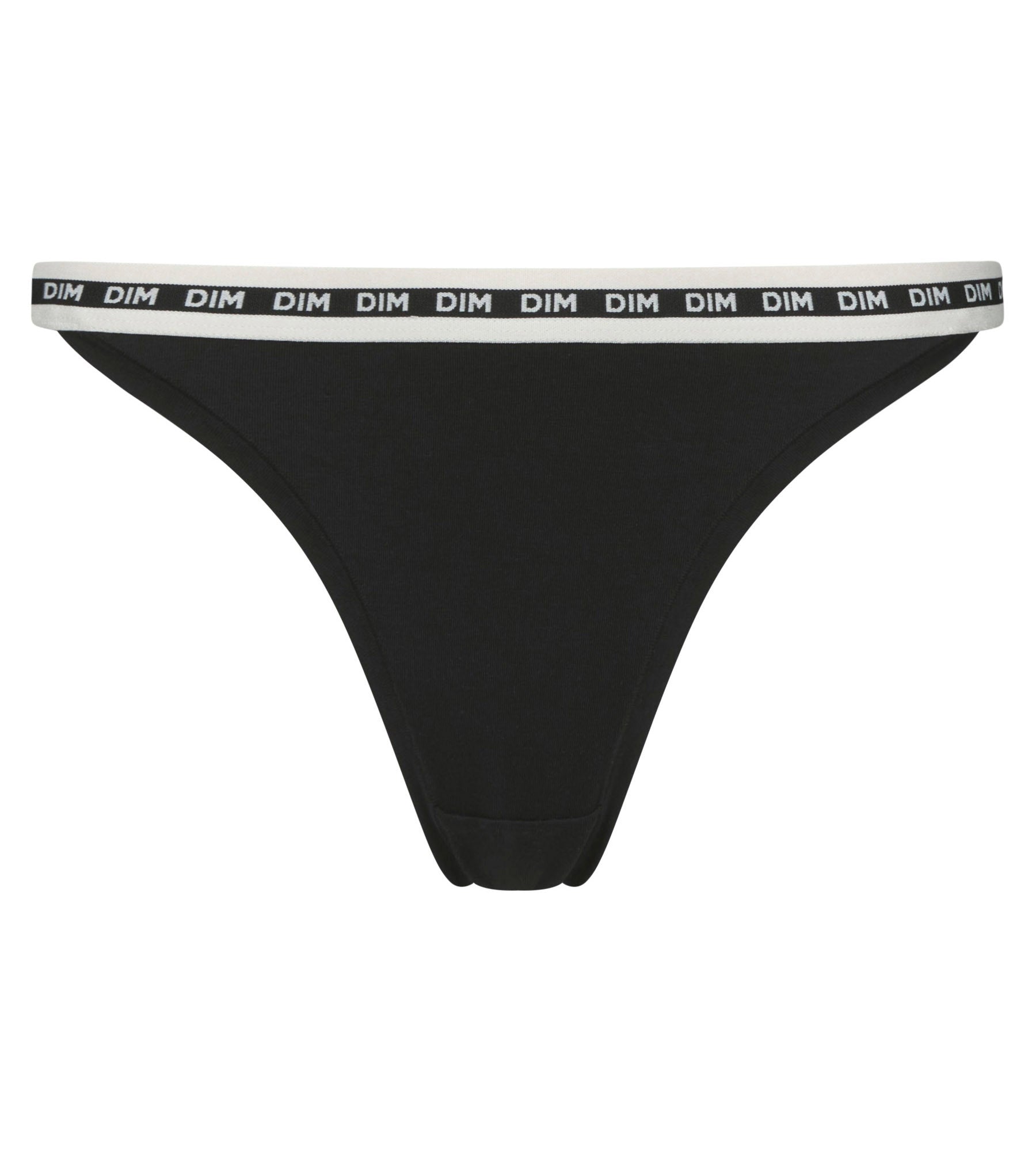 DIM Tanga de algodón modal negro con cinturilla beis Dim Icon Essentiel
