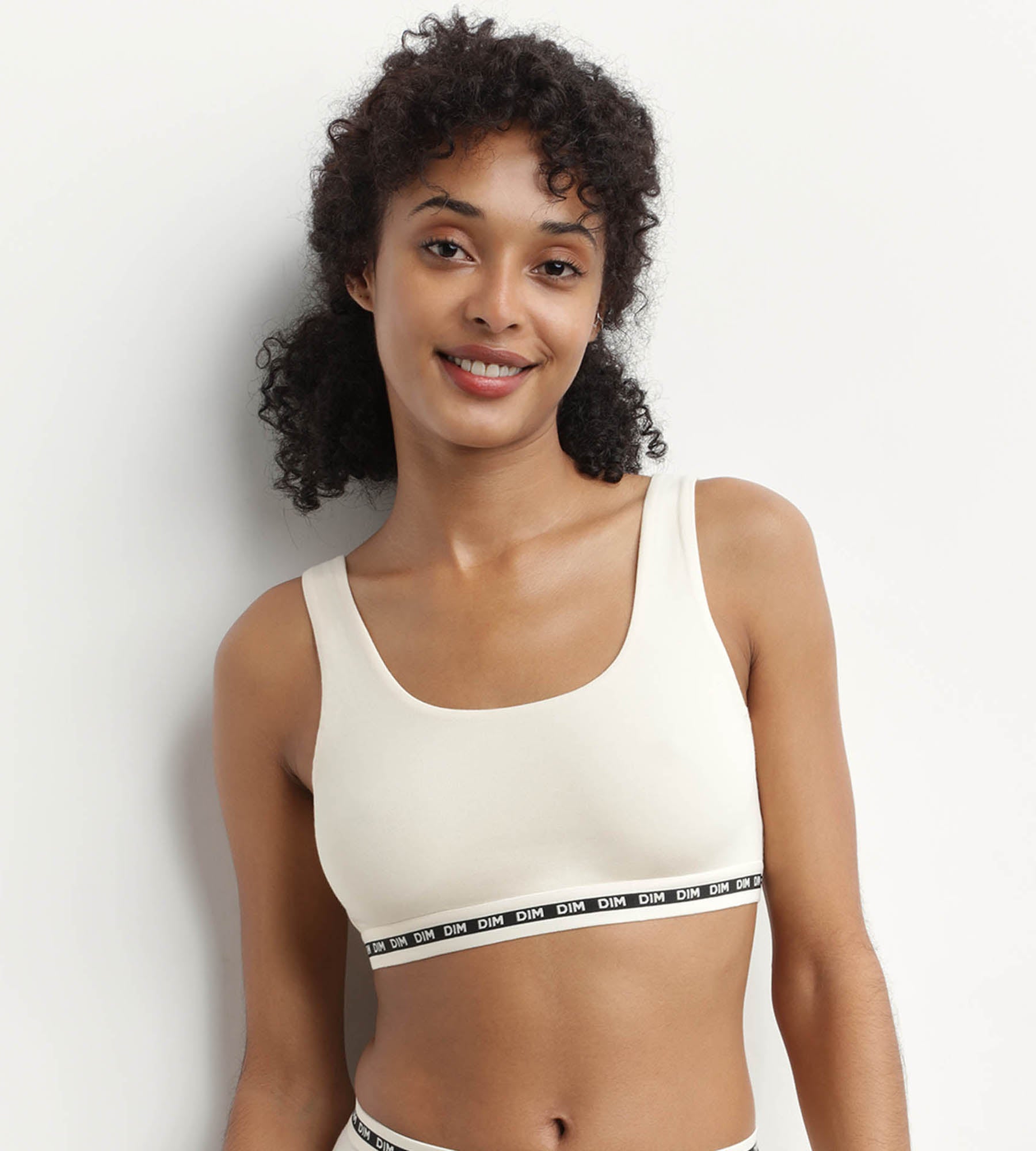DIM Bralette sin aros de algodón modal Beis Marfil Dim Icons Seamless