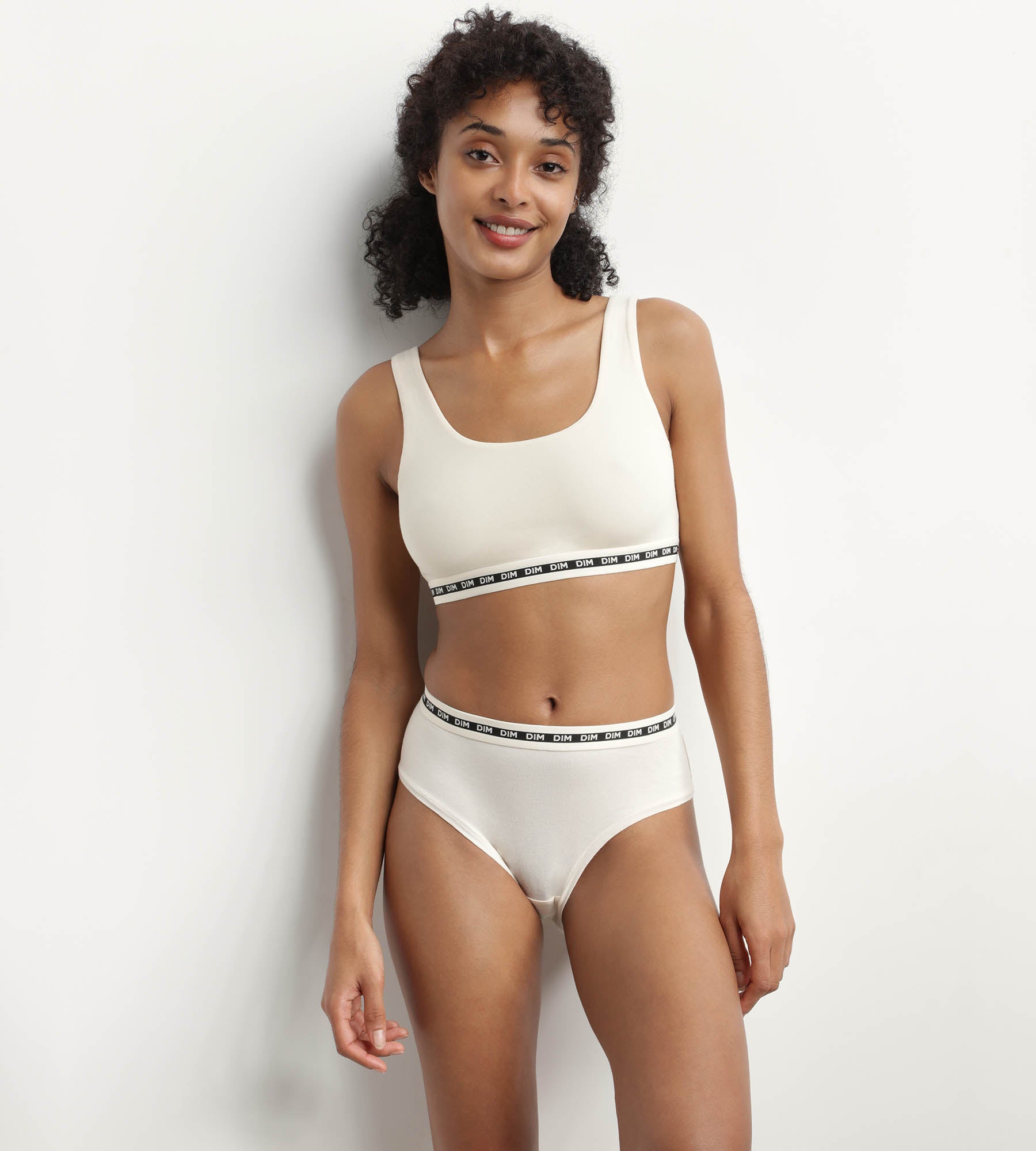 DIM Bralette sin aros de algodón modal Beis Marfil Dim Icons Seamless