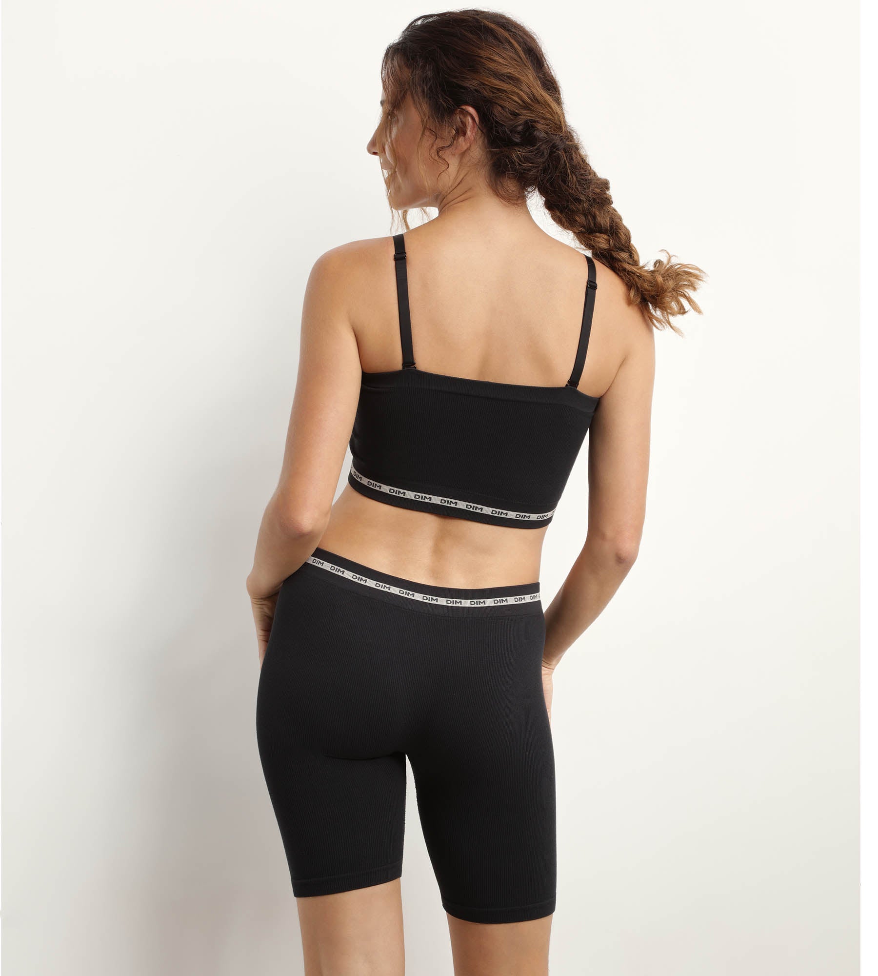 DIM Ciclista de mujer en canalé de microfibra Negro Dim Icons Seamless