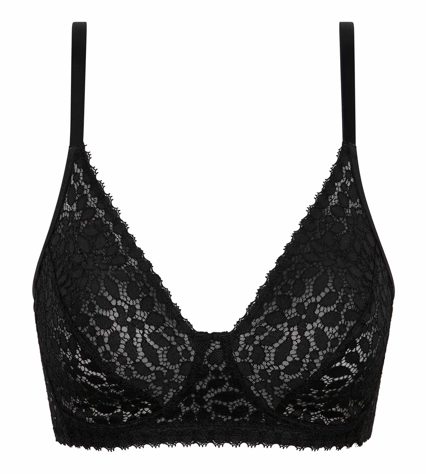 DIM Sujetador triangular sin aros de encaje floral negro Daily Dentelle